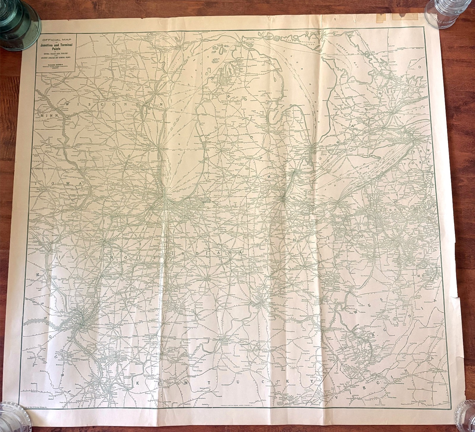 1923 Eugene Morris Railroad Map Central Frieight Assoc Junction Terminal Points