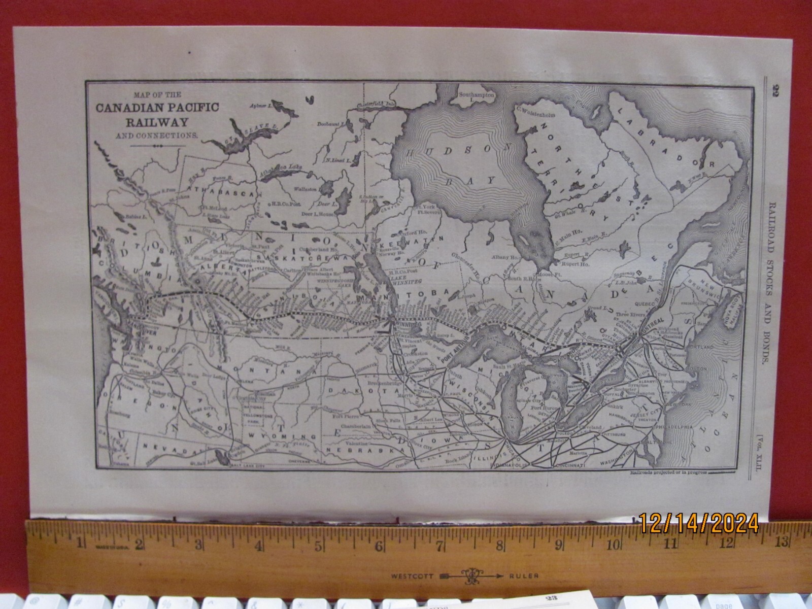 1886 CANADIAN PACIFIC RAILROAD CP RR ORIGINAL SYSTEM ROUTE MAP in CANADA