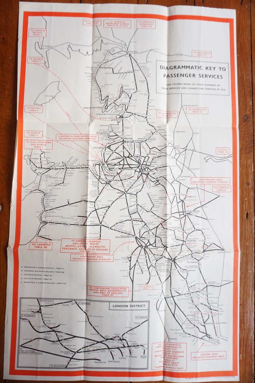 1964 London Midland Region British Rail Railway System Map