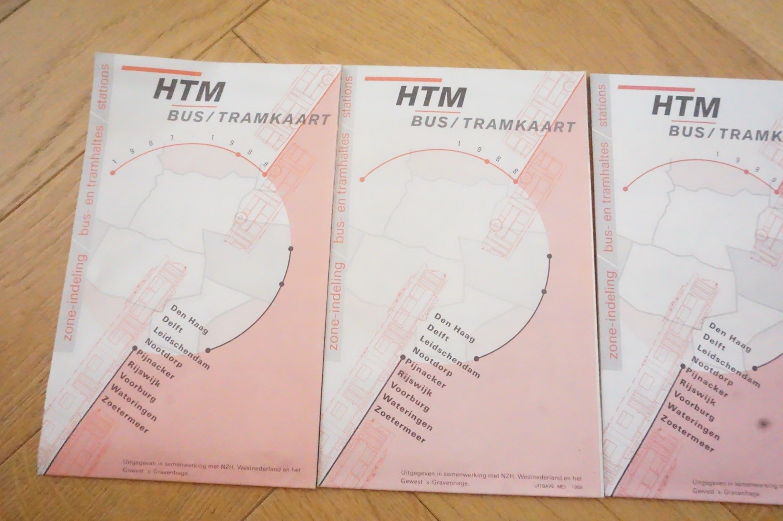 1987 1988 1989 1992 1995 HTM Netherlands Railway Bus Tram Route Map x5