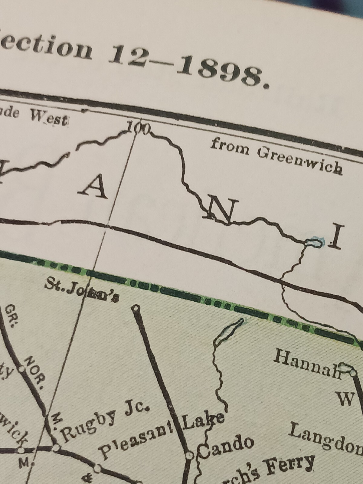 ☆1898 Original Railroad Map NORTH South DAKOTA Minnesota ~ Train Routes 11″x9″