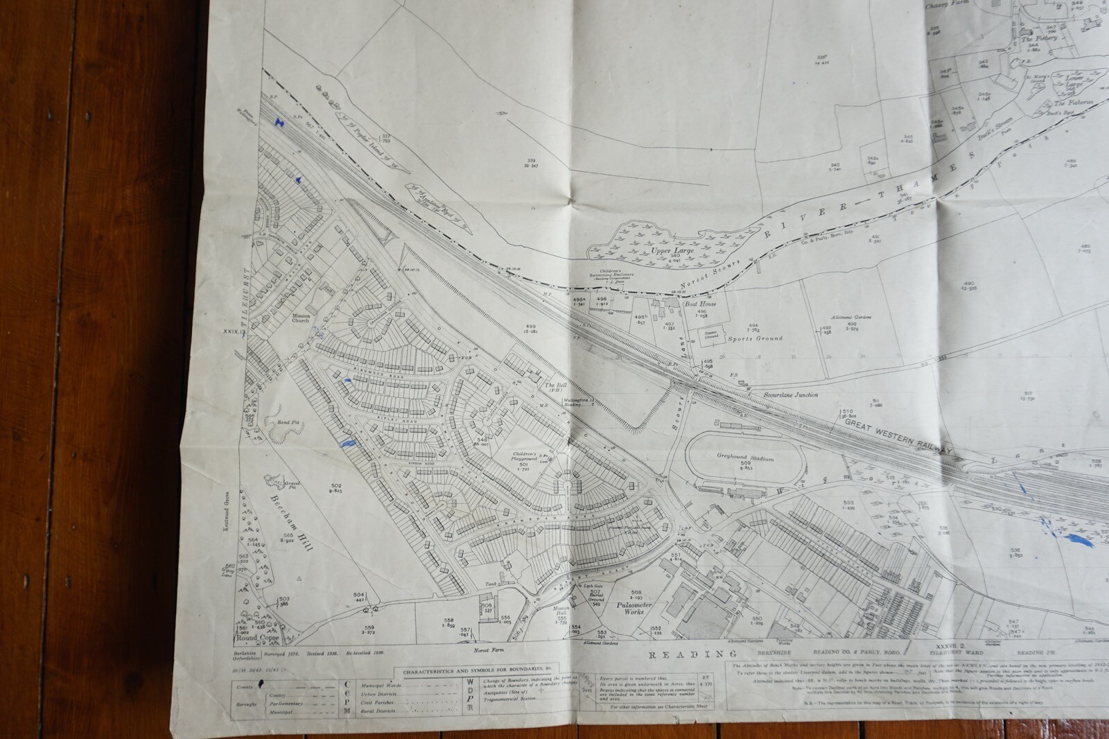 1936 Gravel Hill Beecham Hill Reading GWR Great Western Railway OS Railway Map