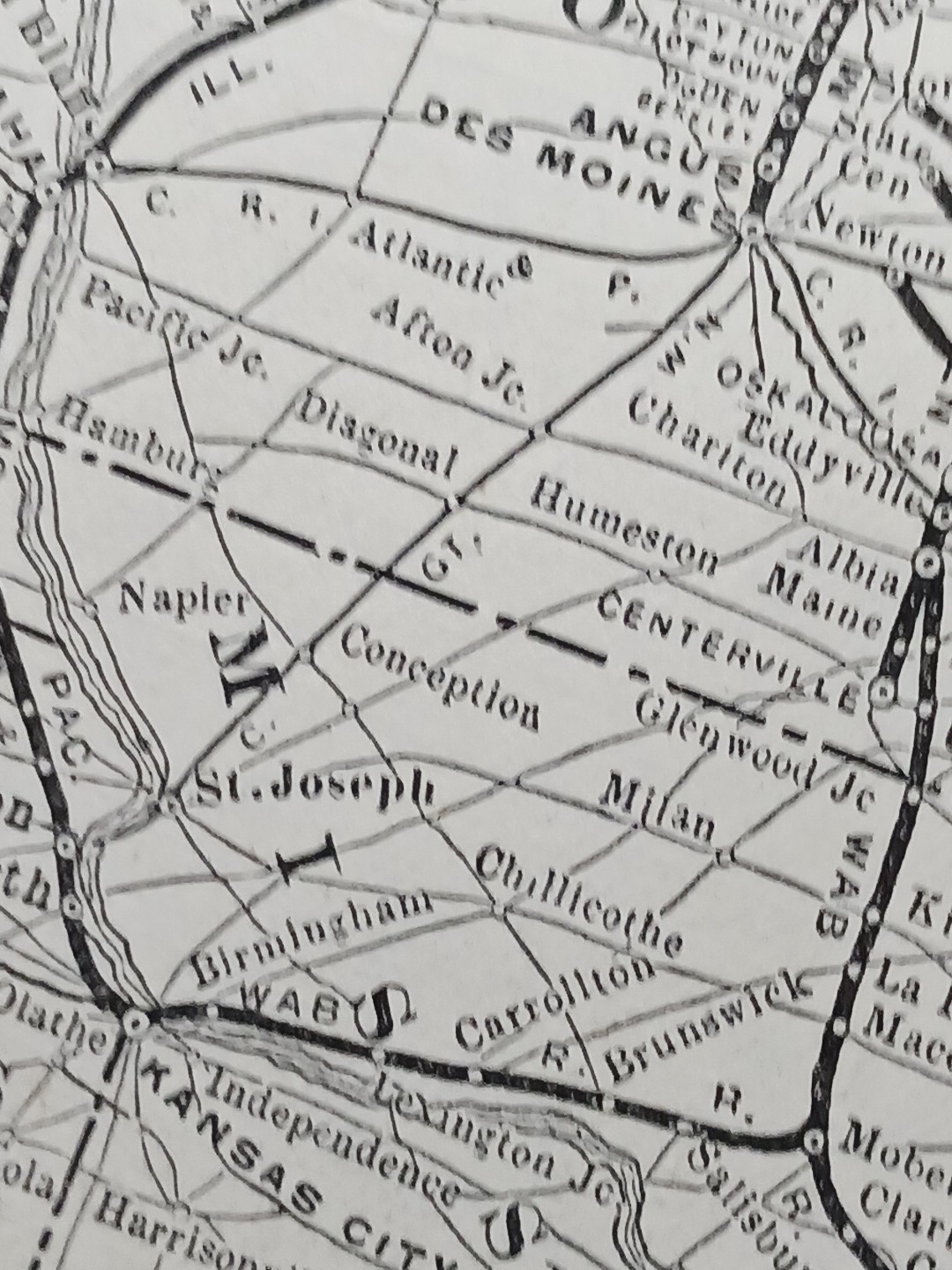 ~1904 Train Route Map MINNEAPOLIS & ST LOUIS RAILROAD antique Railway stations