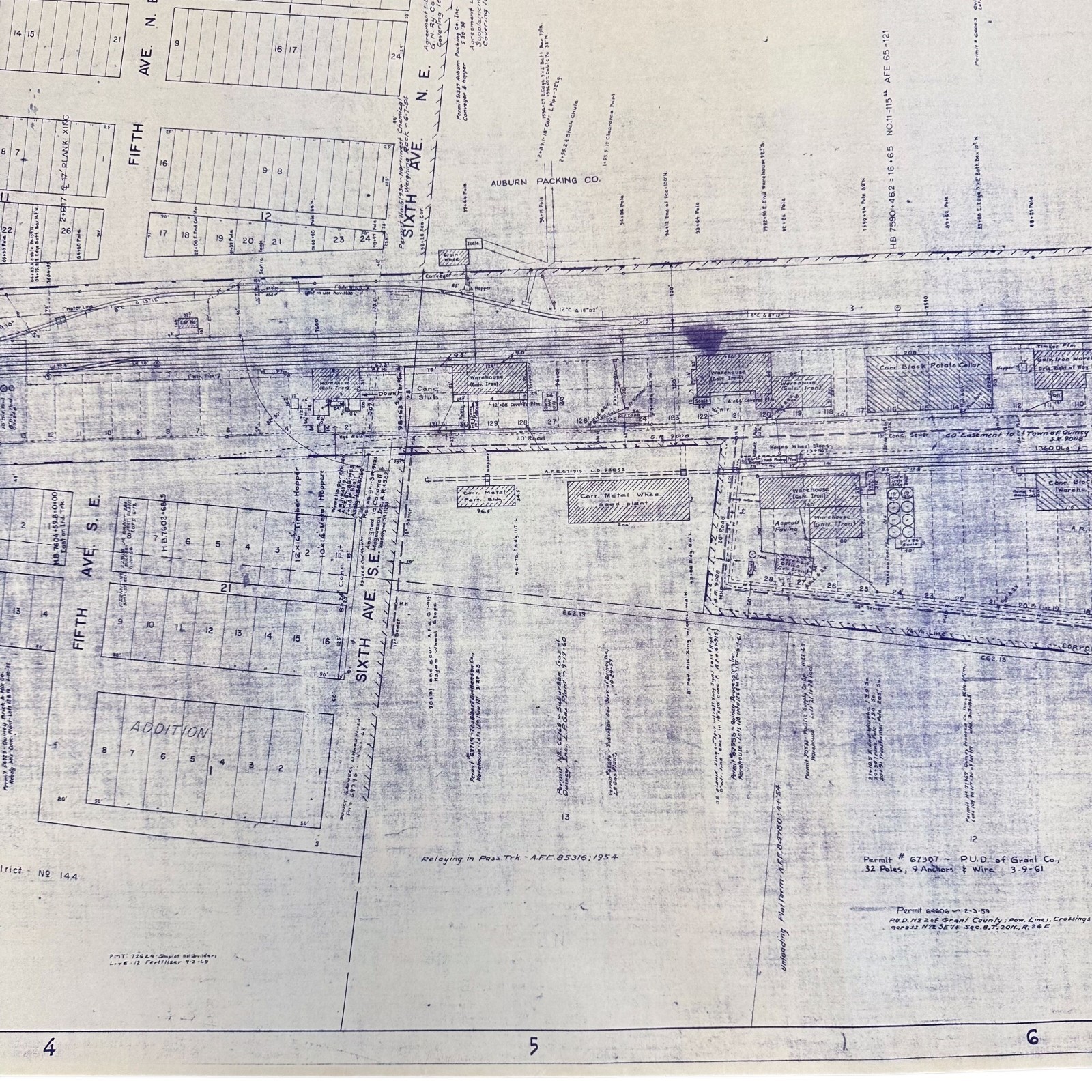 1954 Great Northern Railway Map Quincy Washington WA Blueprint Copy 84” x 24”