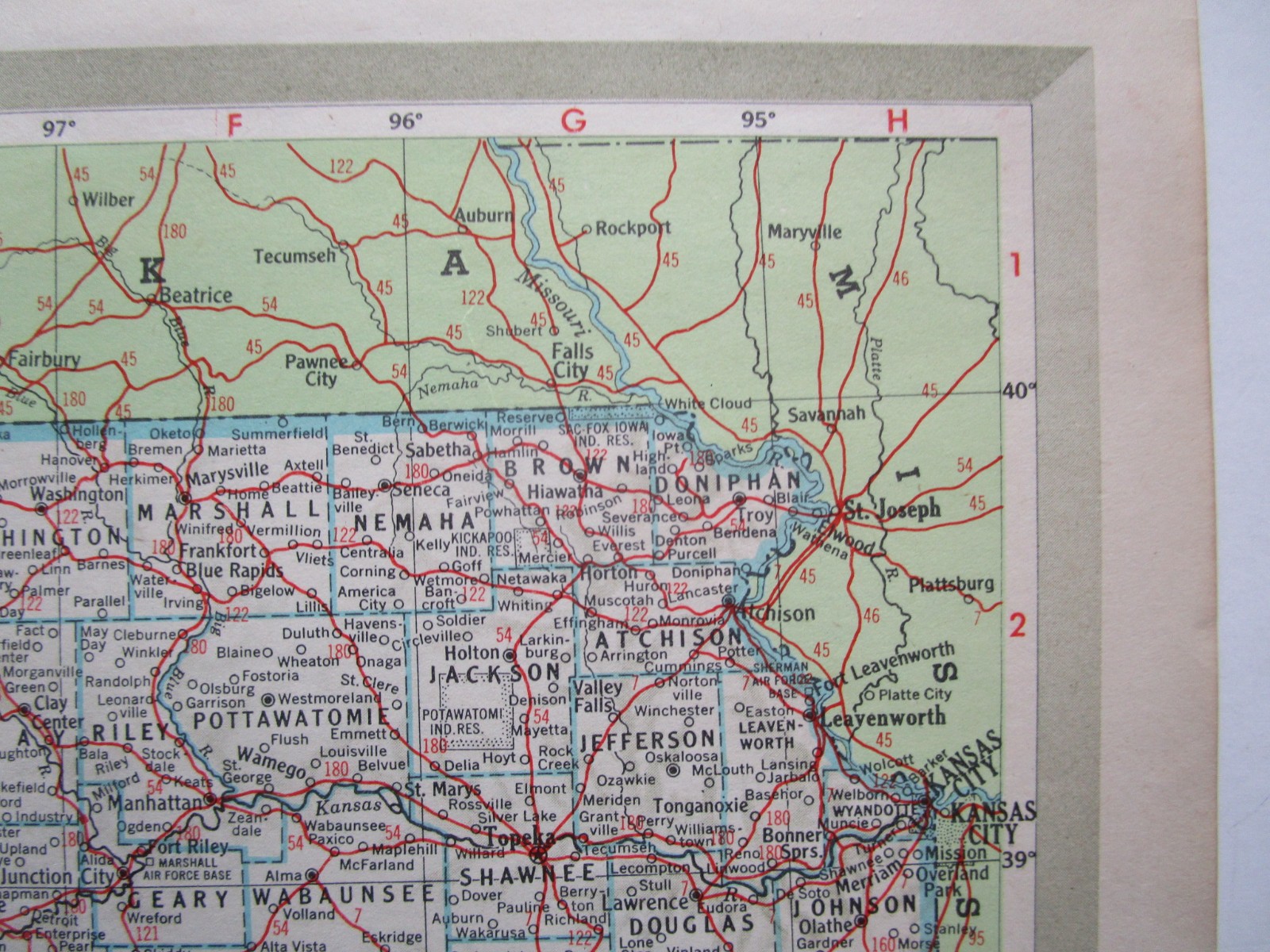 KS KY Vtg 1951 KANSAS RAILROAD Map KANSAS CITY SOUTHERN, CB&Q, ATSF or KENTUCKY