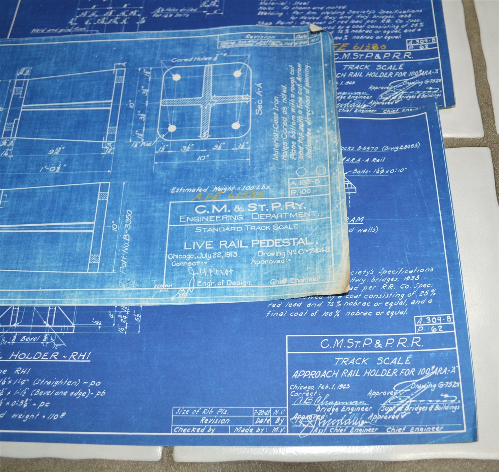 1943-1944 Milwaukee Road Railroad Fairbanks track scale blueprints etc