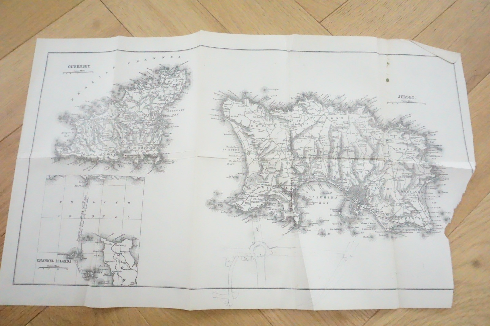 1913 GWR The Channel Islands Original Railway Map