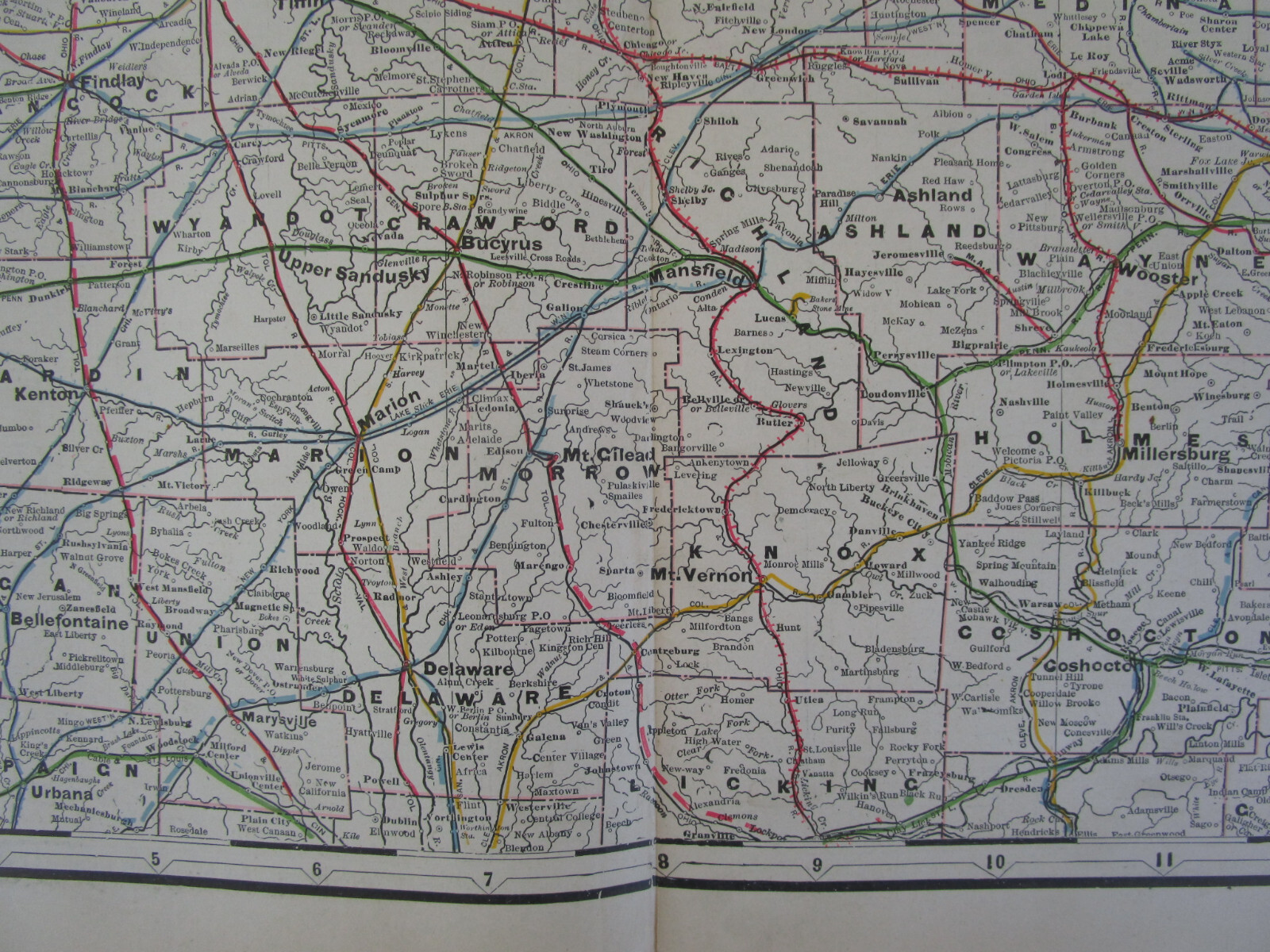 OH 1897 NORTHERN OHIO RAILROAD Map. Cram. MIILERSBURG, ASHLAND, & GREENWICH RR