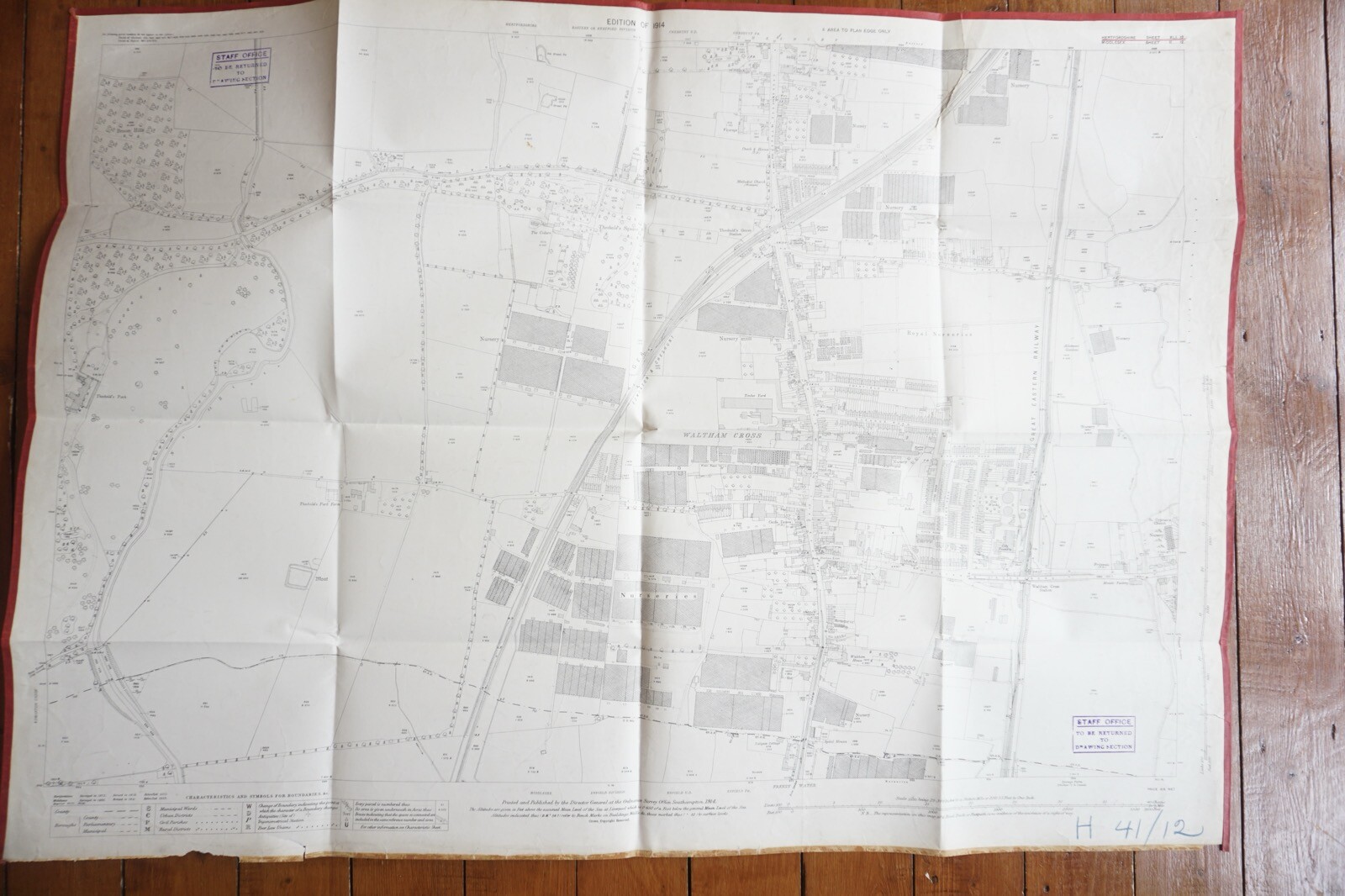 1914 Waltham Cross Tramway GER London OS Railway Map