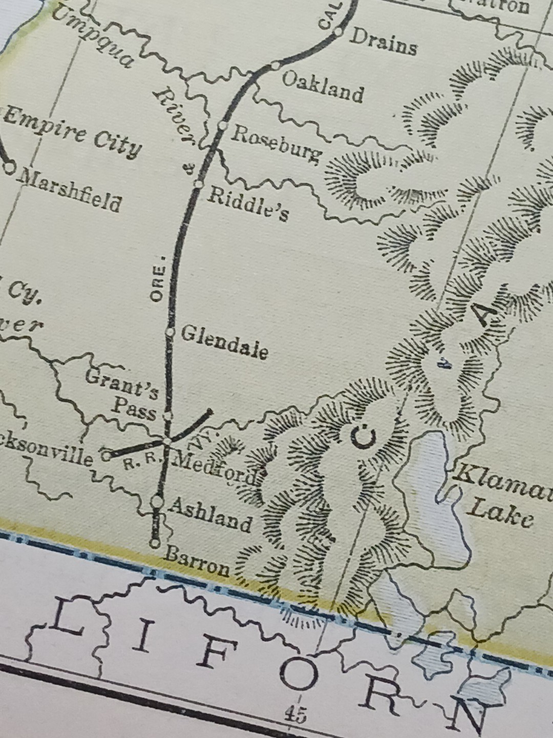 1892 Antique RAILROAD MAP Washington Oregon Utah Train Route Lines 9×11″ Color