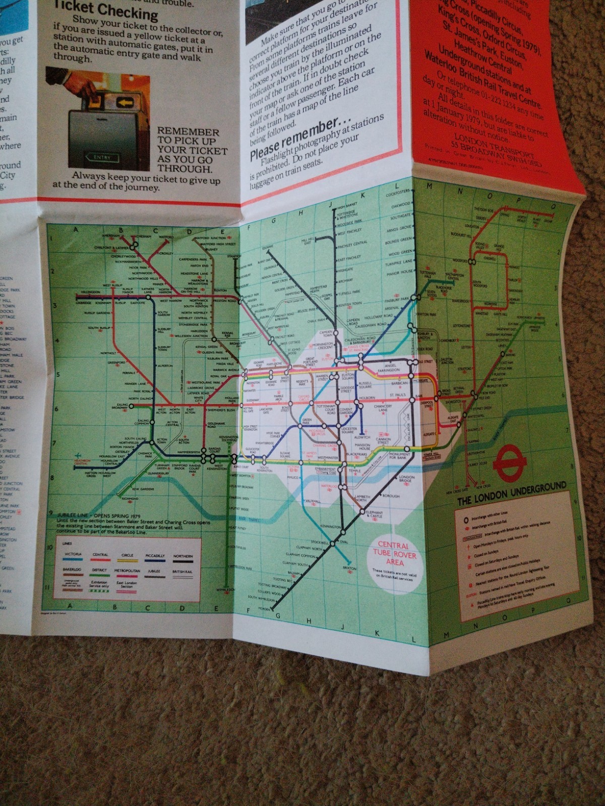 London Transport Official Tourist Information Map 1979