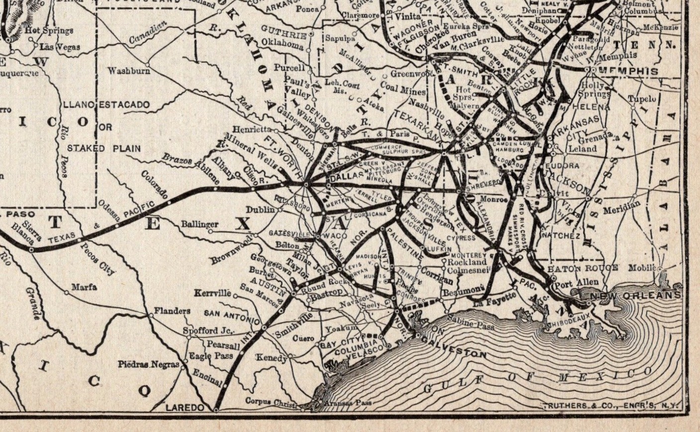 1910 Missouri Pacific Railway Map St Louis Iron Mountain Southern Map 2278