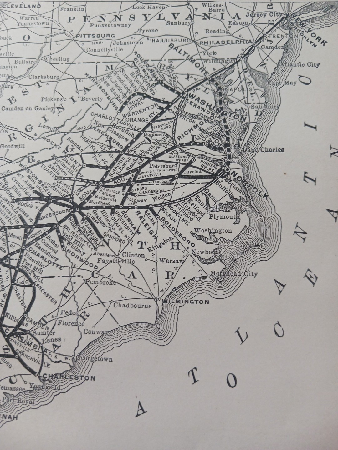 1905 Dated Train Route Map SOUTHERN RAILWAY SYSTEM all Lines & Connections 11×9″