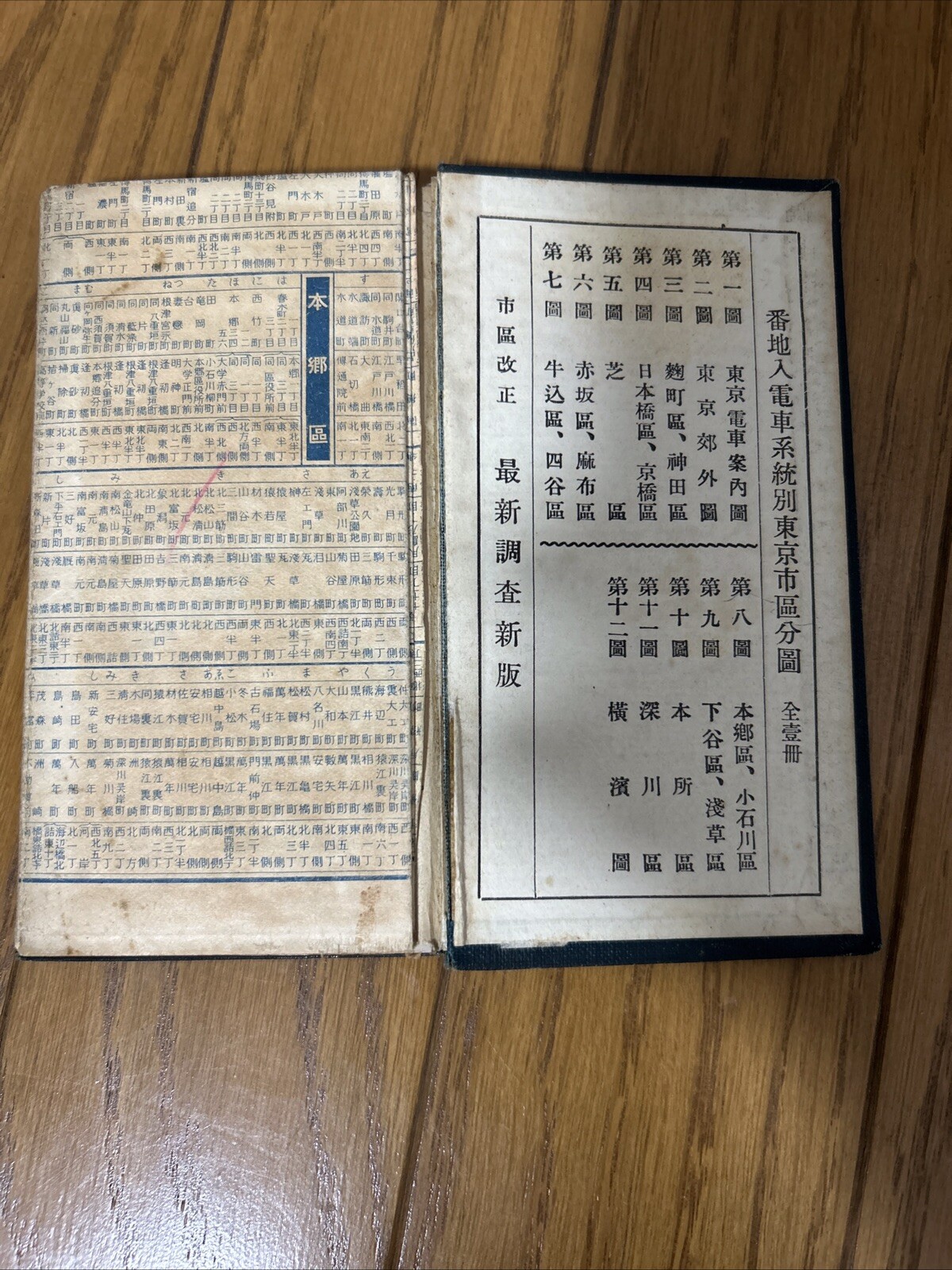 Old book Tokyo City division map by street number train line line