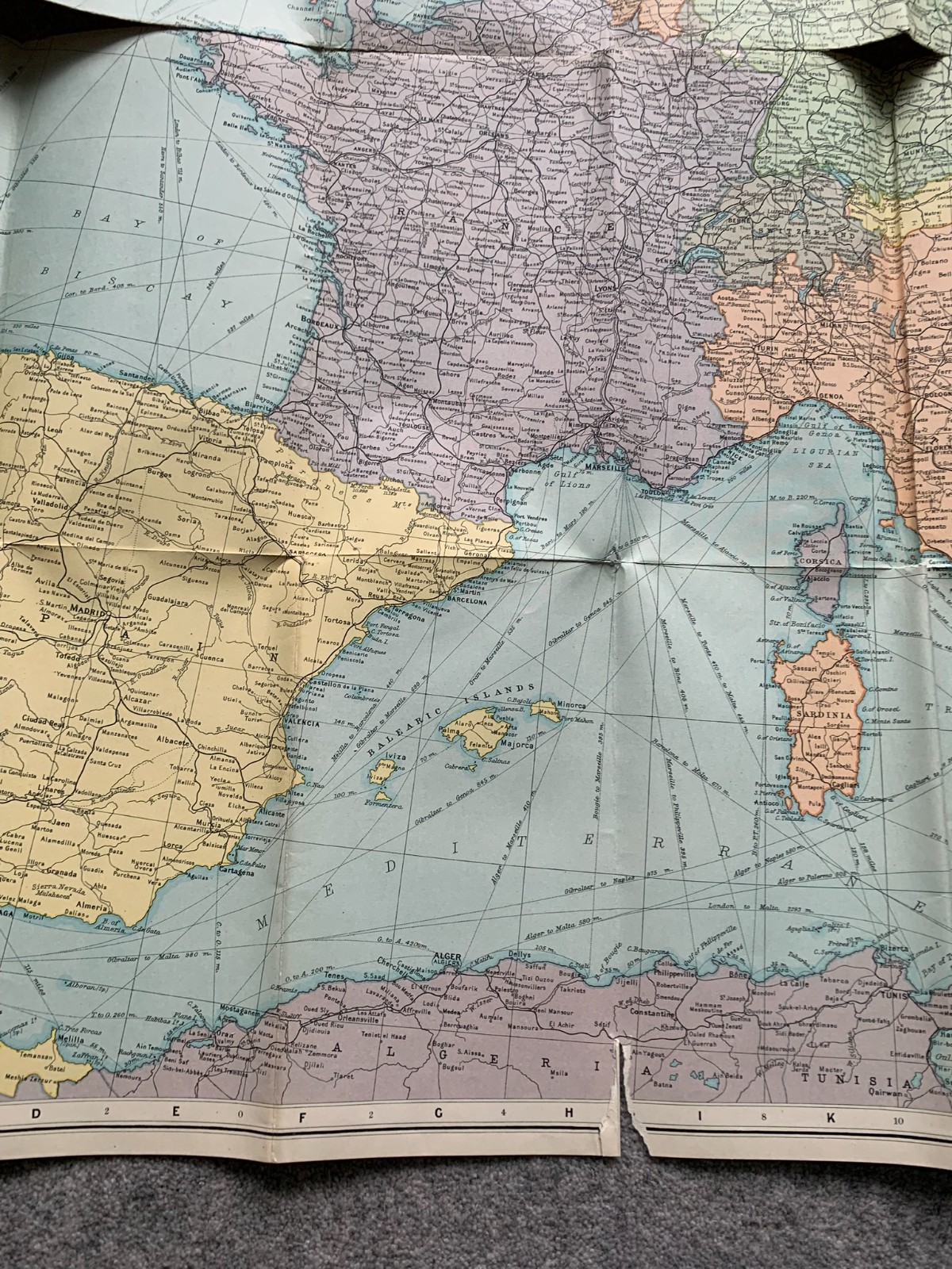LMS Map Of Europe showing LMS routes to the continent