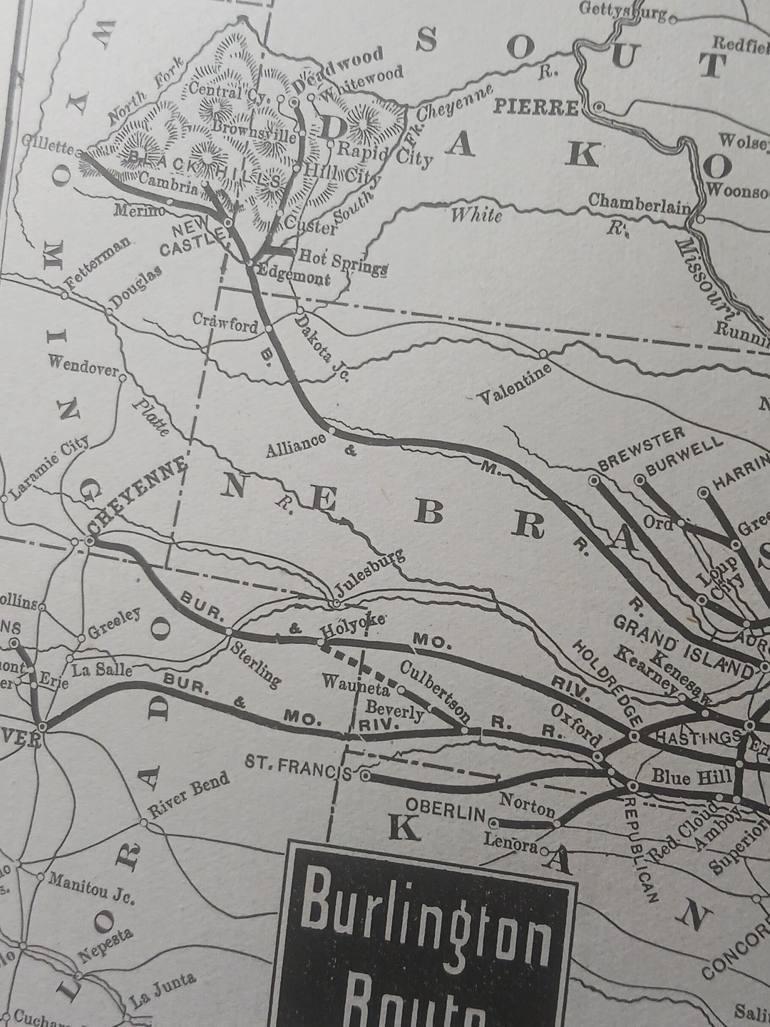 1892 Antique Railroad Map BURLINGTON ROUTE Chicago Burlington & Quincy All Lines