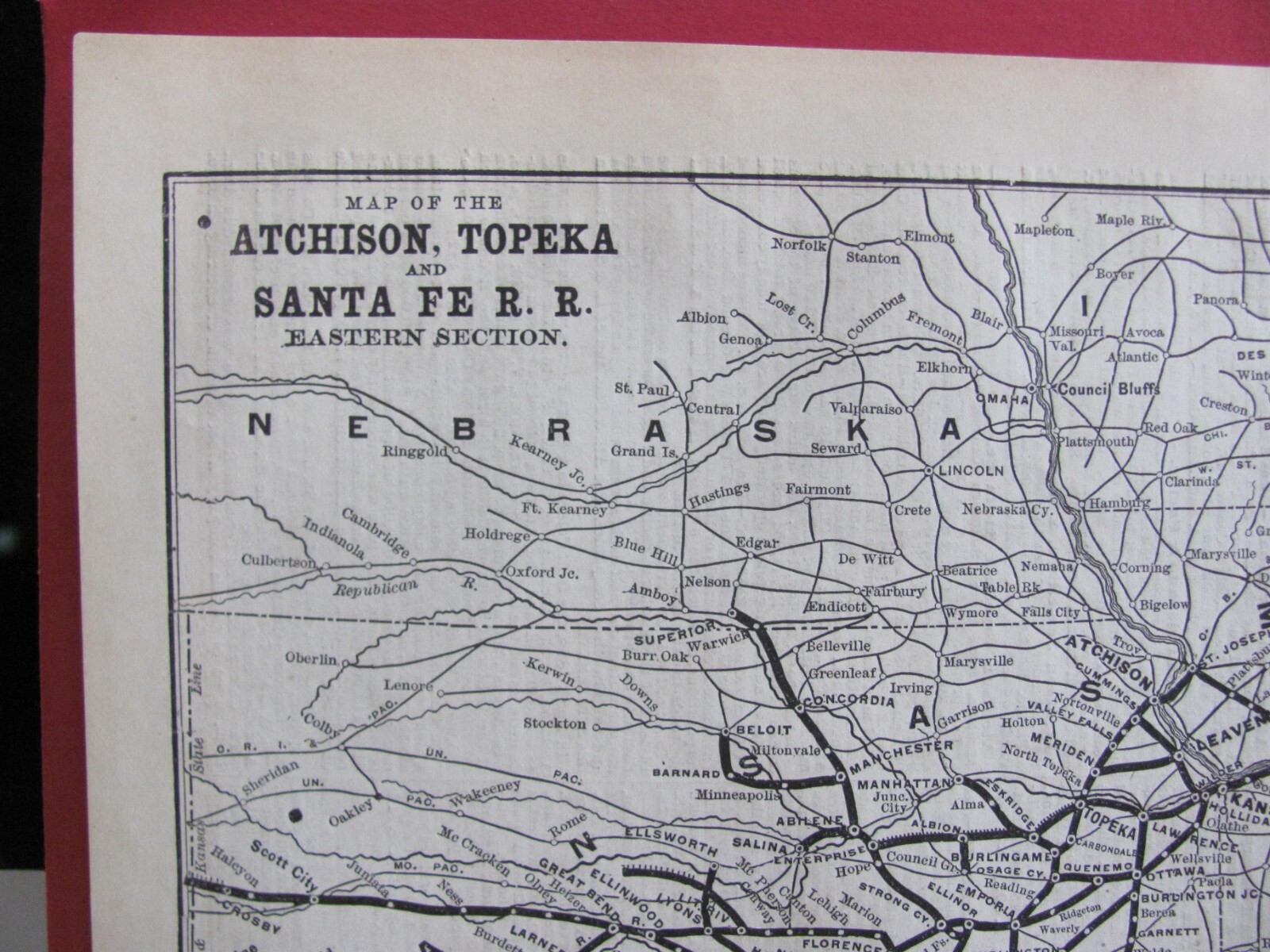 1890 SEPT ATCHISON TOPEKA & SANTA FE RAILROAD ORIGINAL EAST SYSTEM MAP AT&SF RR