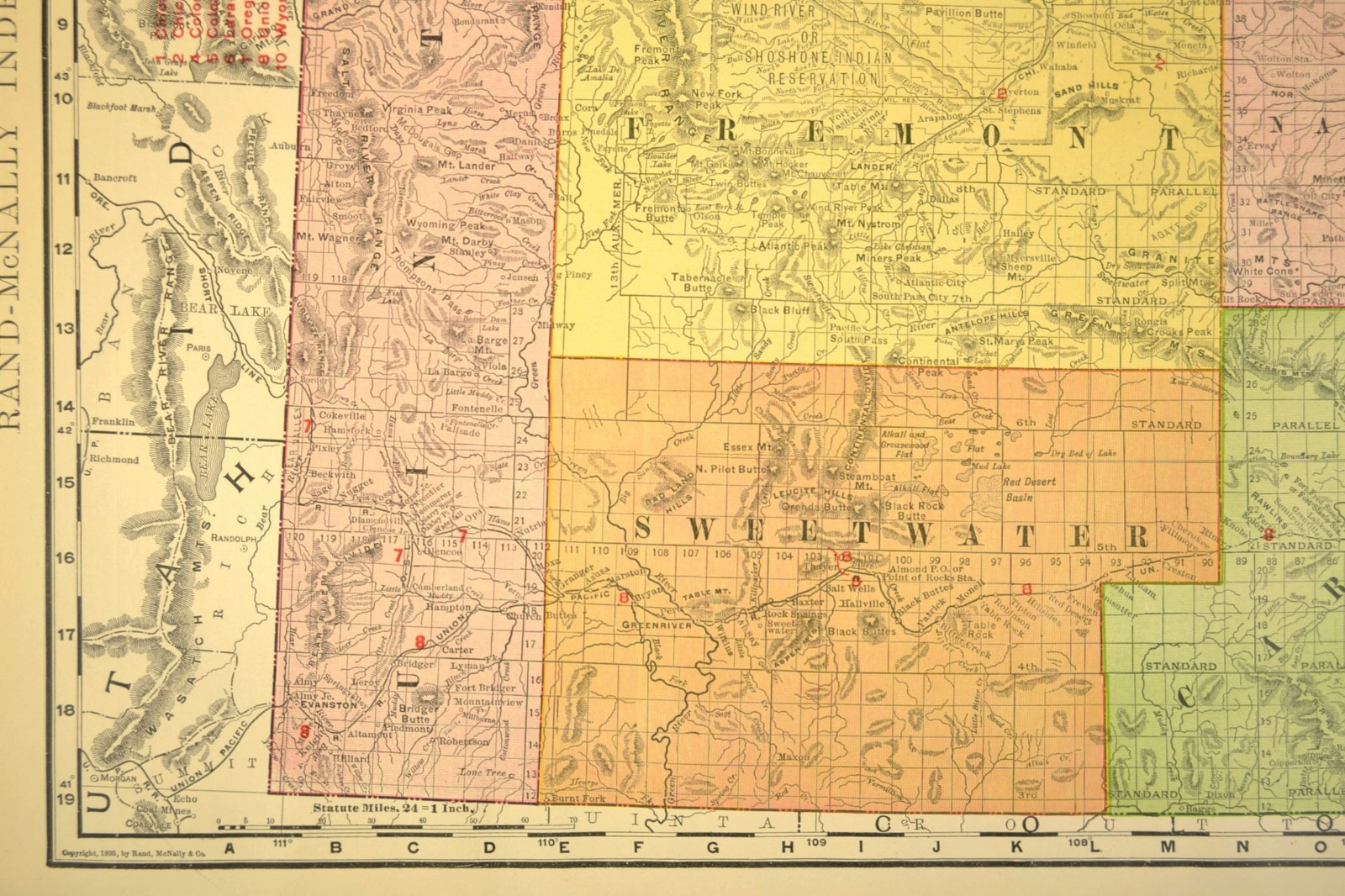 1907 Antique Wyoming Railroad Map Union Pacific Railroad Map Large Atlas DATED