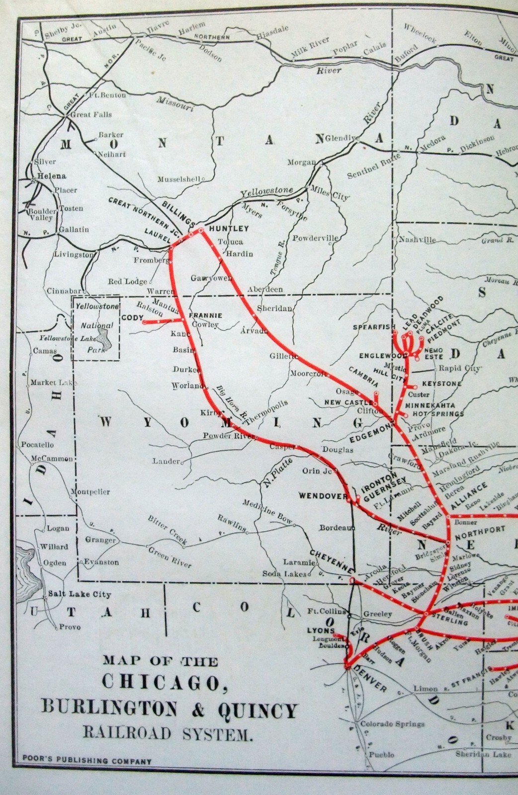 Chicago Burlington & Quincy Railroad – Original 1920 System Map. CBQ Antique