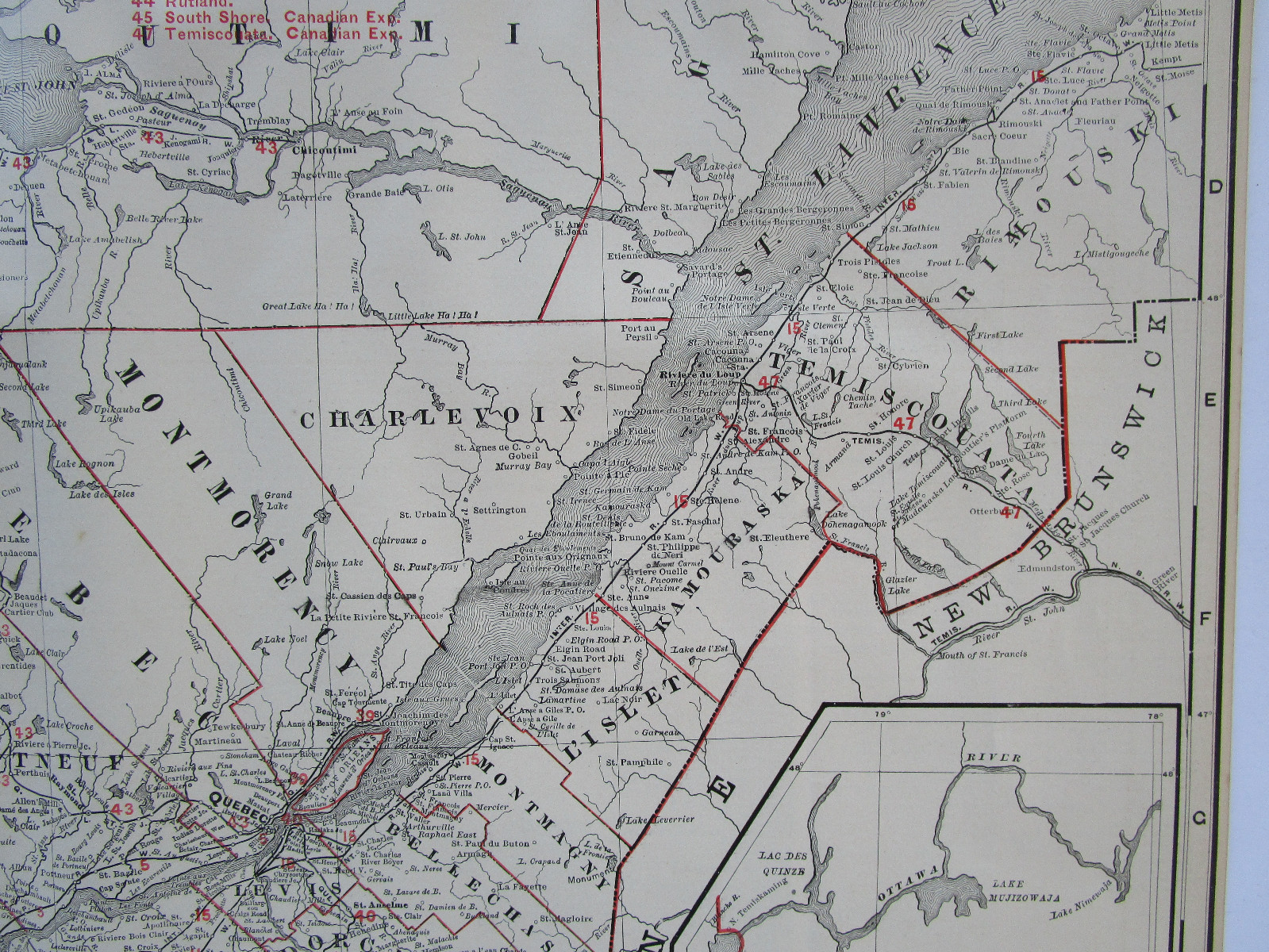 Lg 1901 CANADA QUEBEC RAILROAD Map McN Business CARILLON & GRENVILLE RR. B&M