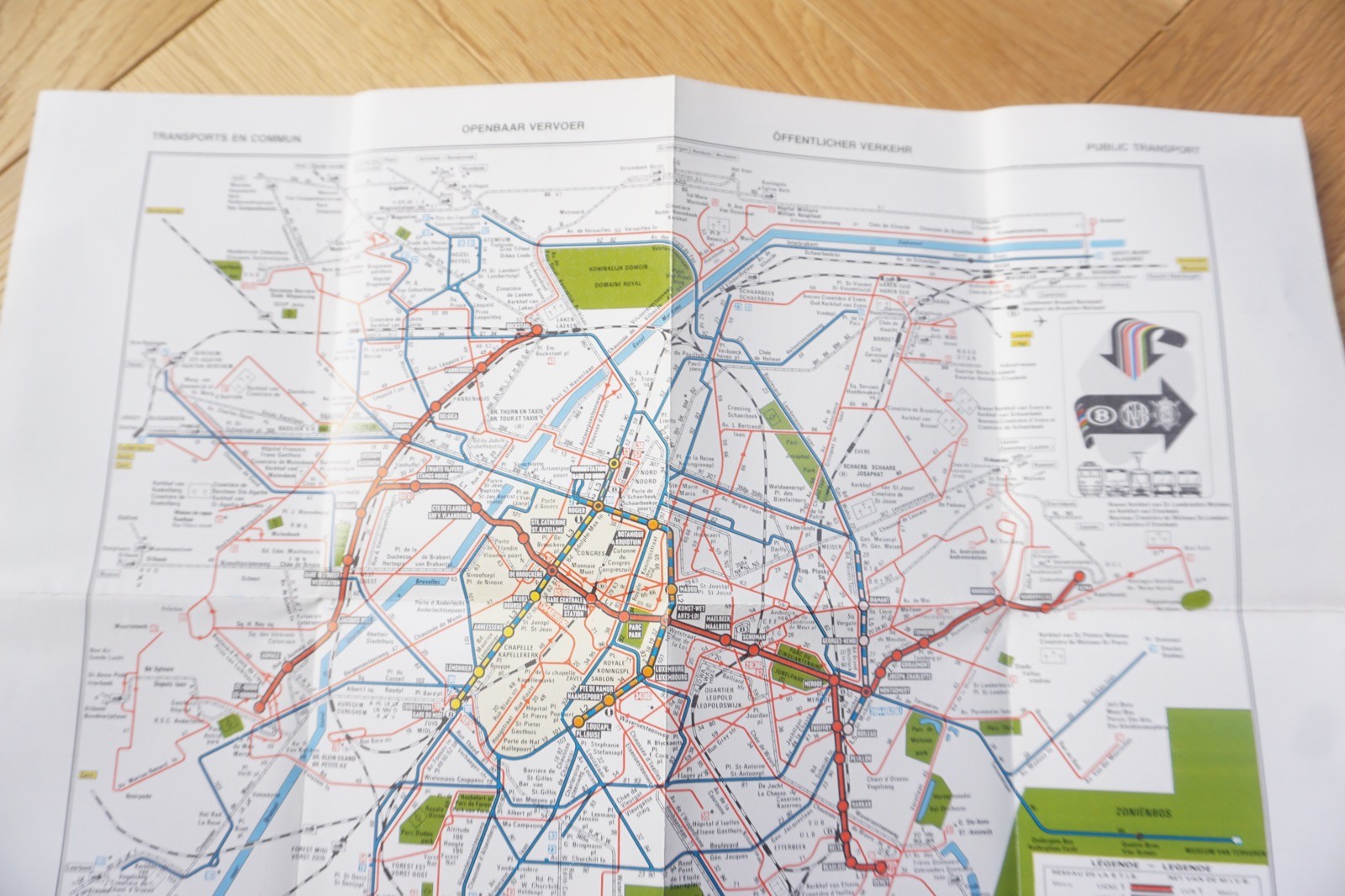 1982 Belgium Brussels Tram Tramways Railway Bus Map