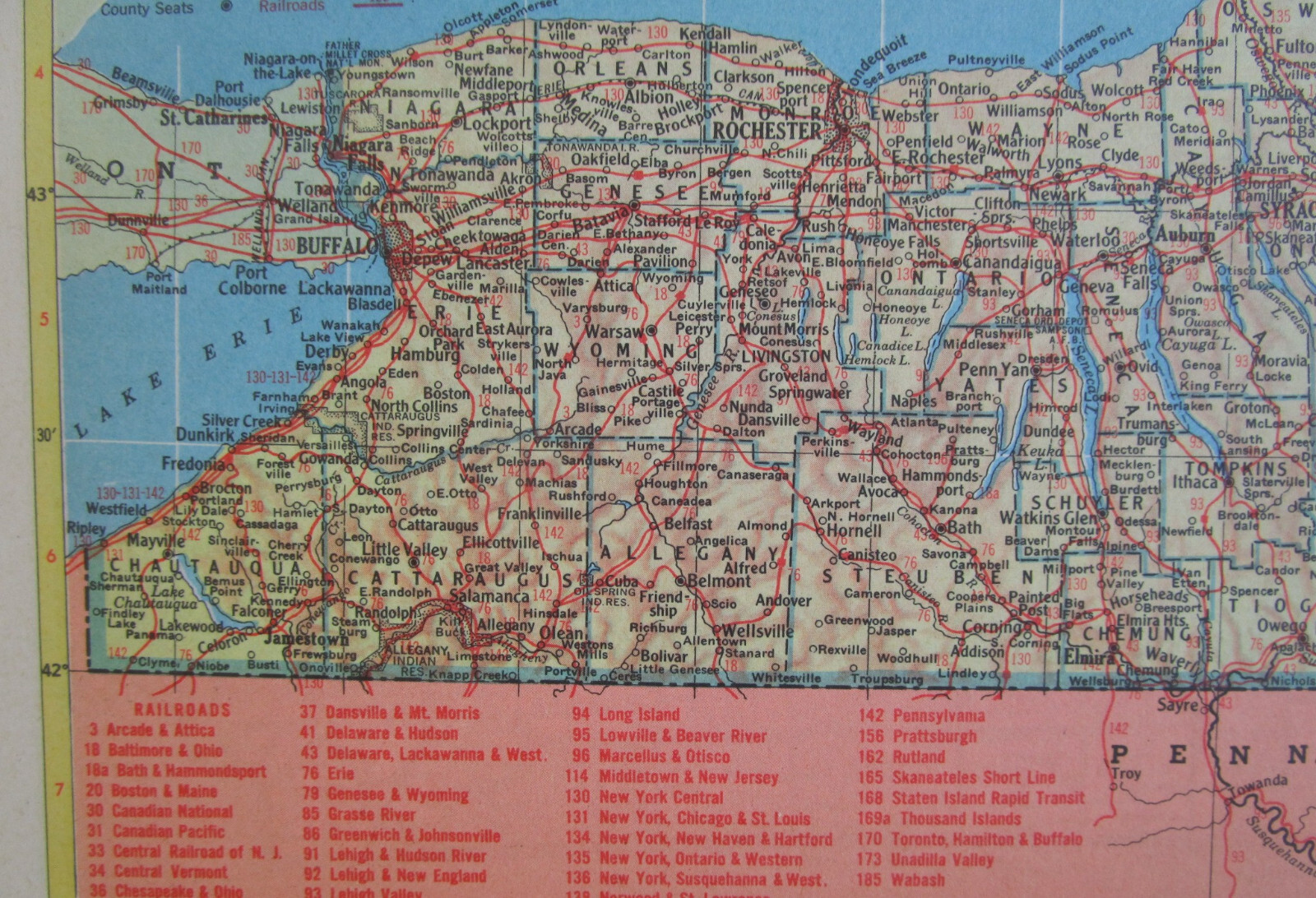 NC NY 1952 NORTH CAROLINA RAILROAD Map. GRAHAM COUNTY RR or NEW YORK 1950s