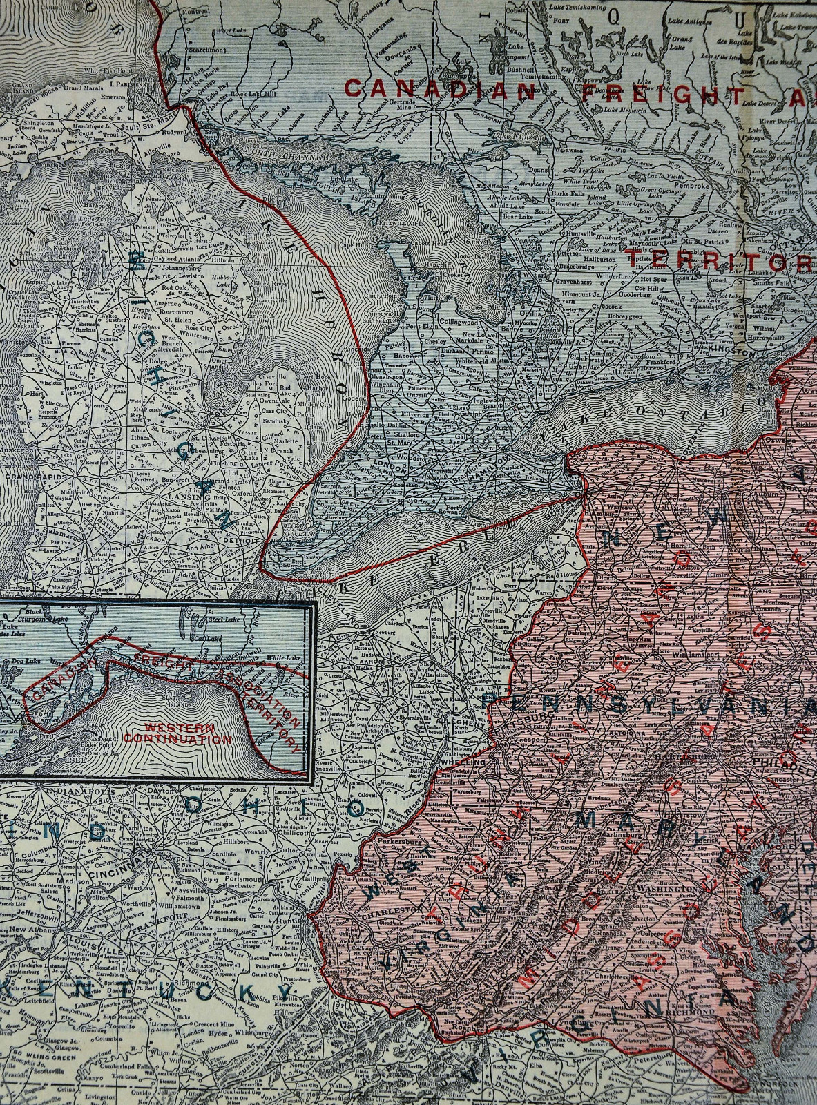 1920 Railroad Map – Canada New England Trunk Line Territory Freight New York RR