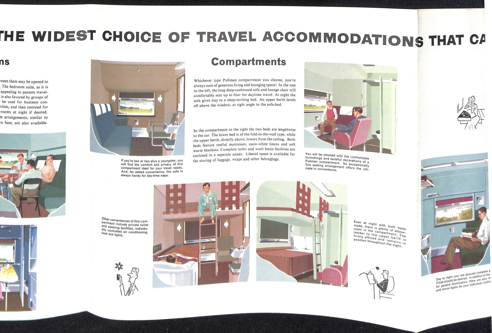 “Modern Travel By Pullman” Large Single Sheet Brochure w/ 12 Car Poster 1957 VGC