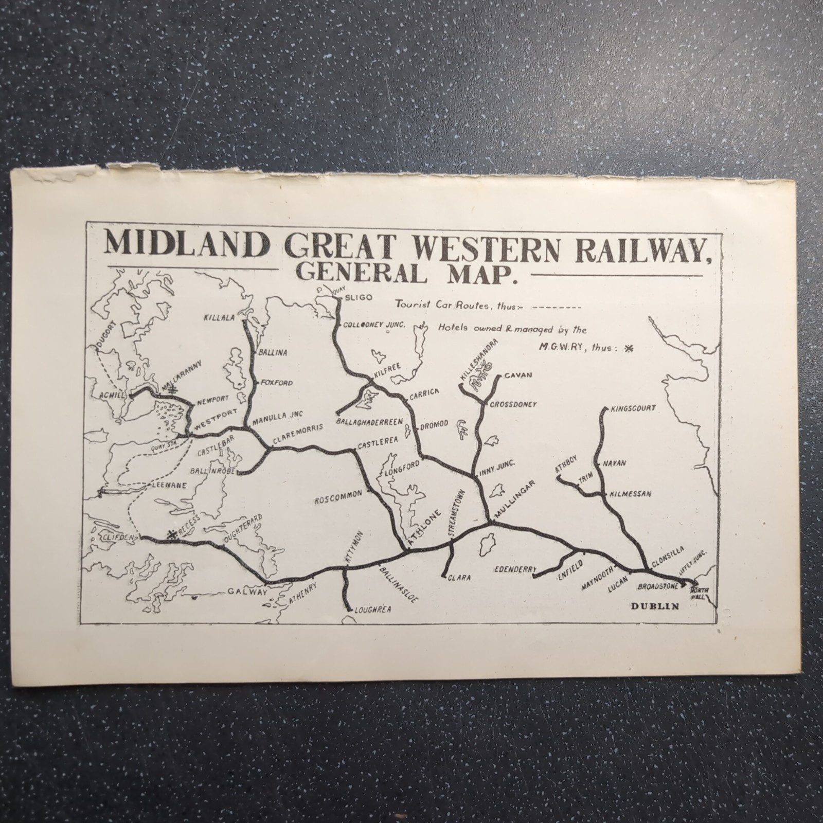 Original 1922 Map Of Midland Great Western Railway General Map