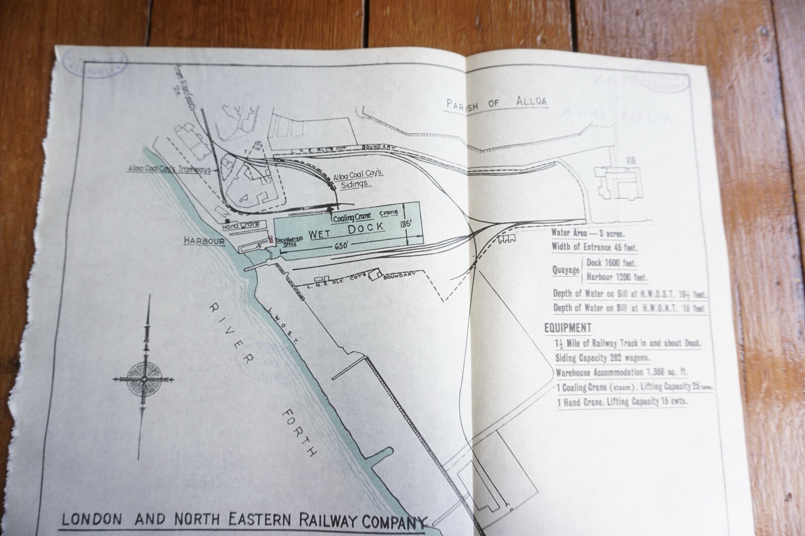 1932 LNER Alloa Docks Railway Plan Map
