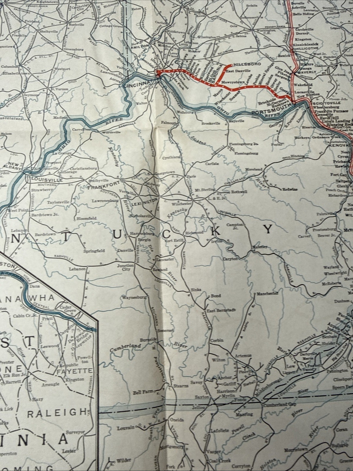 vintage railroad map: 22×32″ NORFOLK & WESTERN Railway 1942