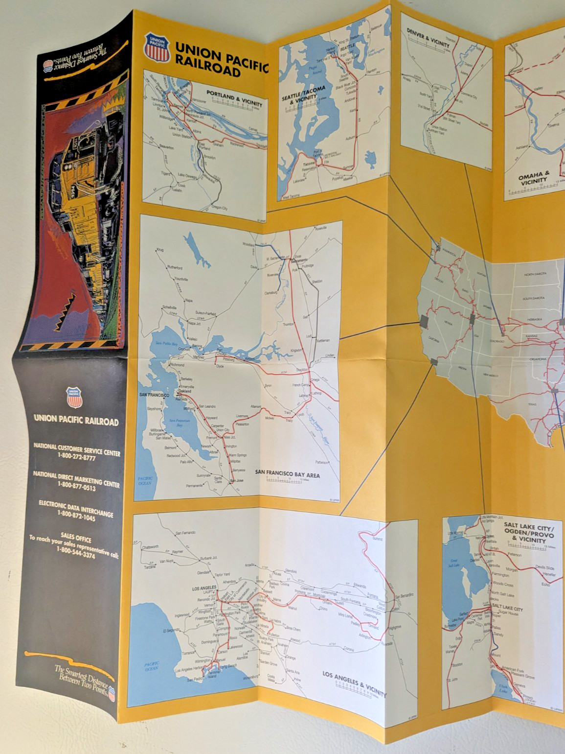 1994 Union Pacific Railroad USA Map System Route Rail Train