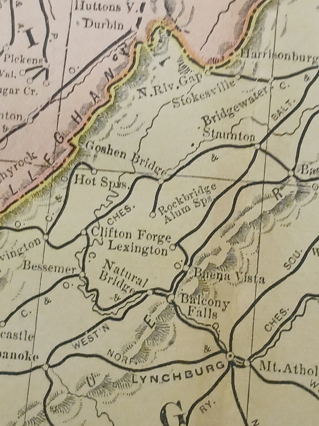 1906 Dated Train Route Map WEST VIRGINIA MARYLAND all Railroad Lines 11″×9″