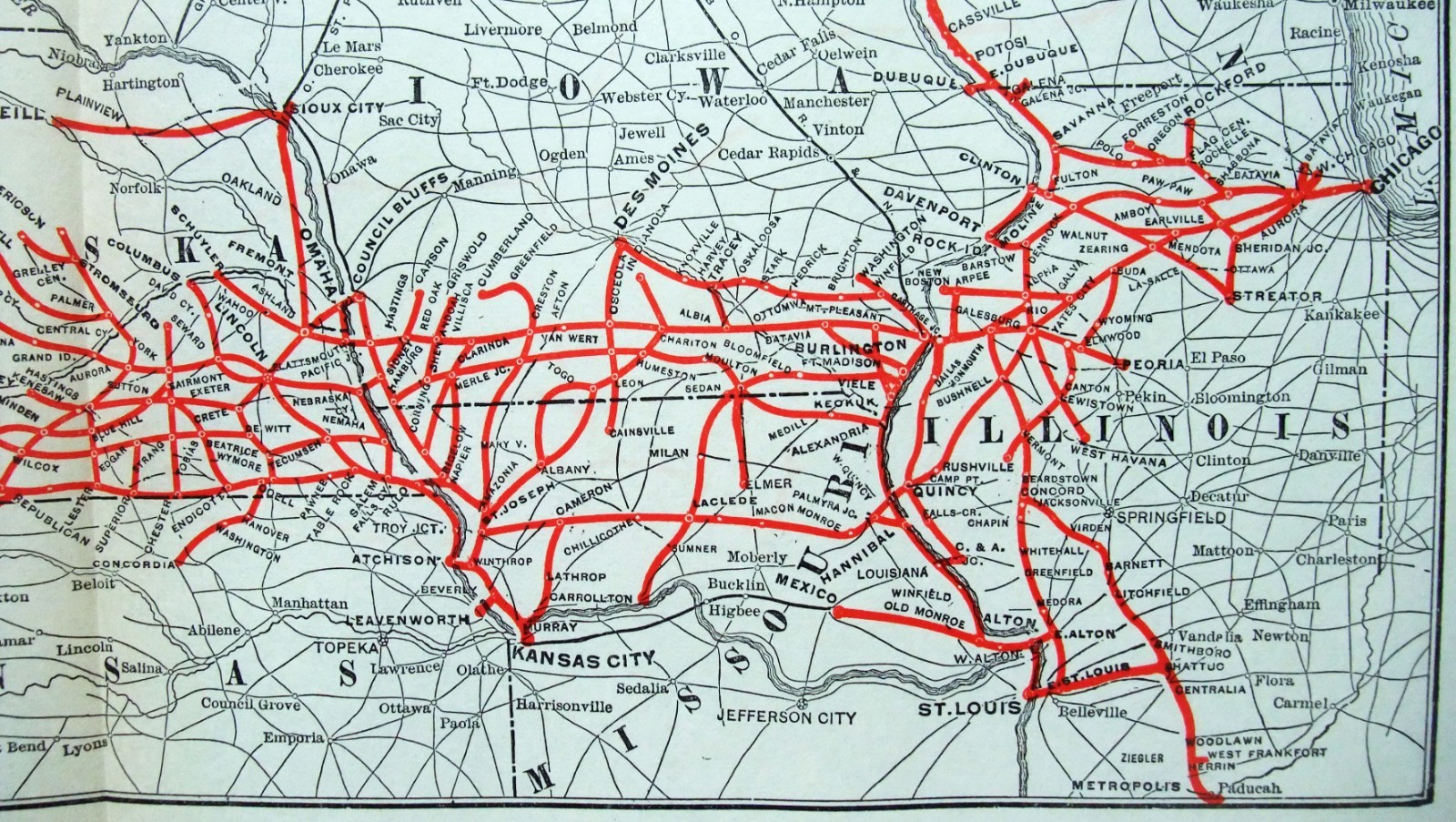 Chicago Burlington & Quincy Railroad – Original 1929 System Map. CBQ Antique