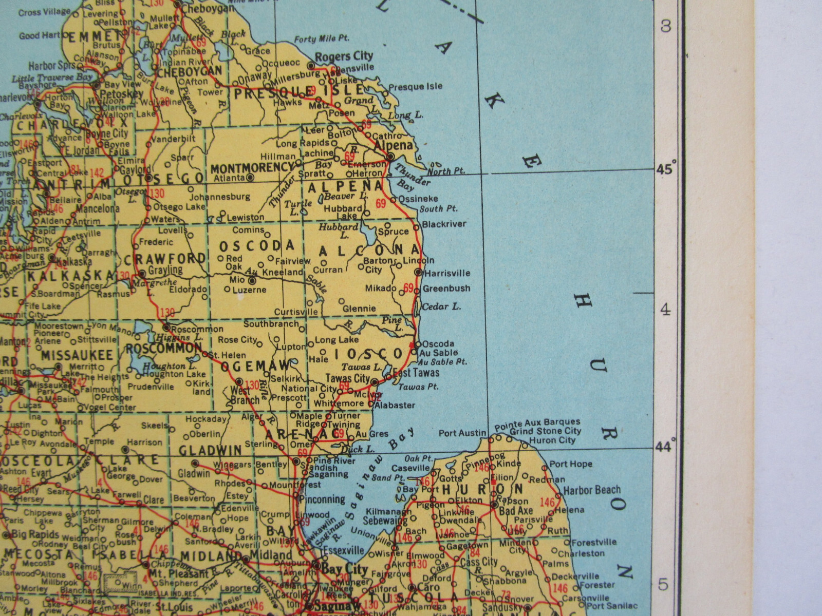 MN MI 1948 MINNESOTA RAILROAD Map. DULUTH & NORTHEASTERN RR ~or~ MICHIGAN