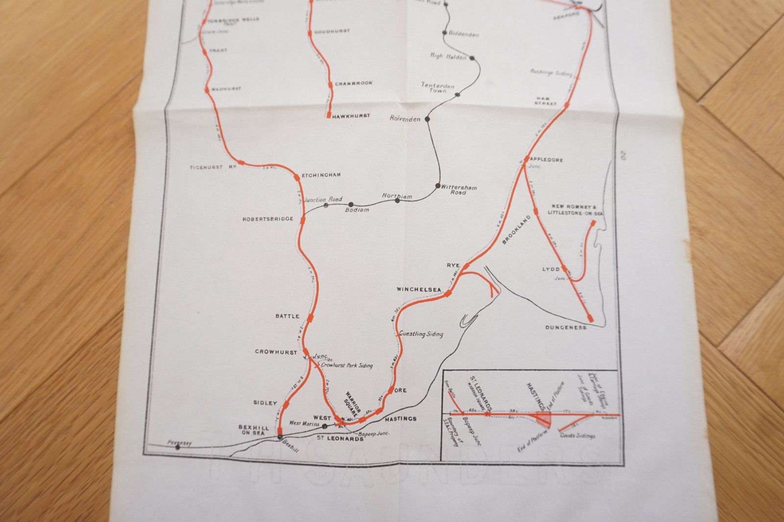 1905 South Eastern & Chatham Railway Map Ham St Tonbridge Jun Bexhill On Sea