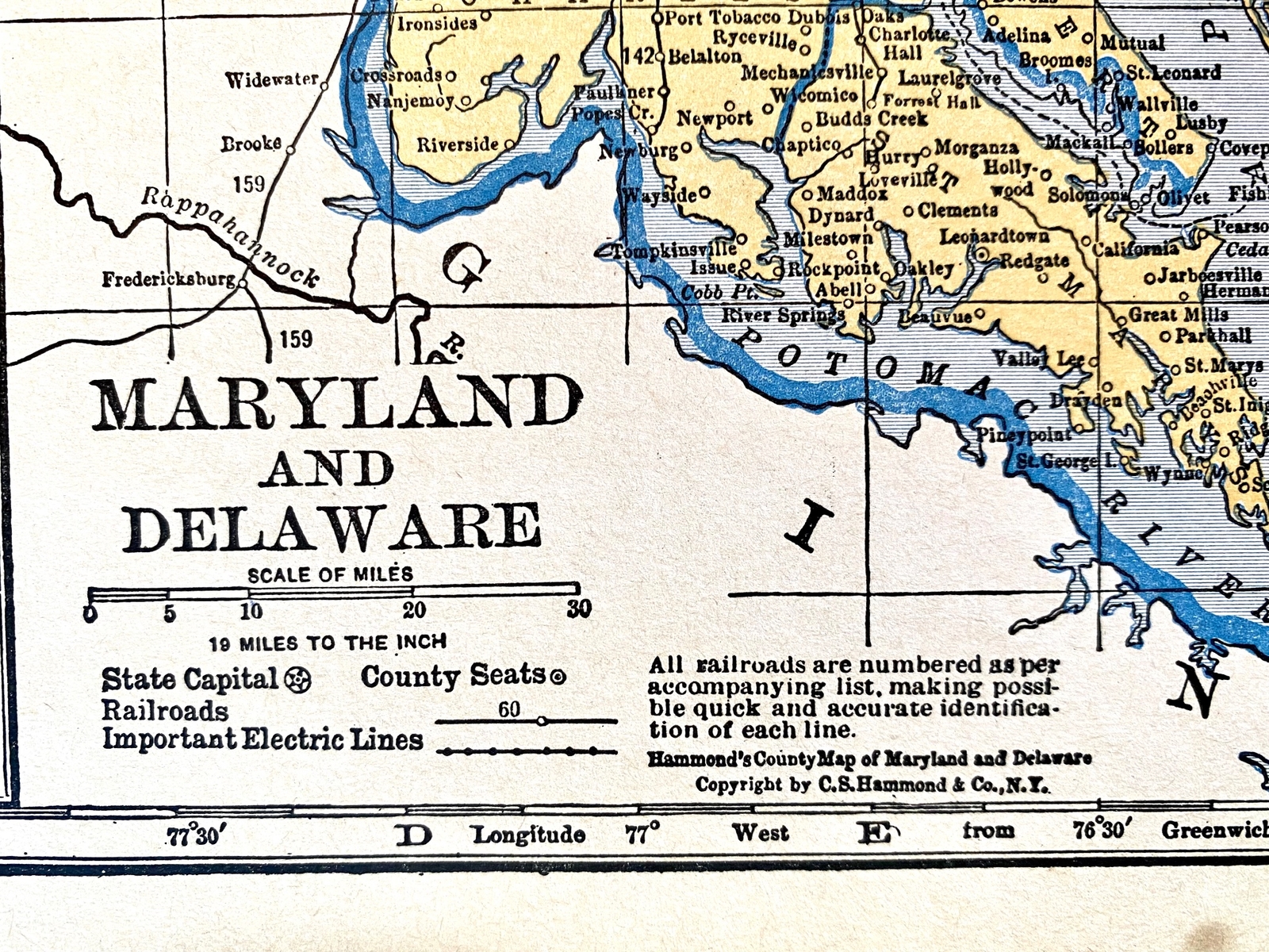 RHODE ISLAND, MASSACHUSETTS, MARYLAND & DELAWARE 1935 Railroad Maps. Hammond
