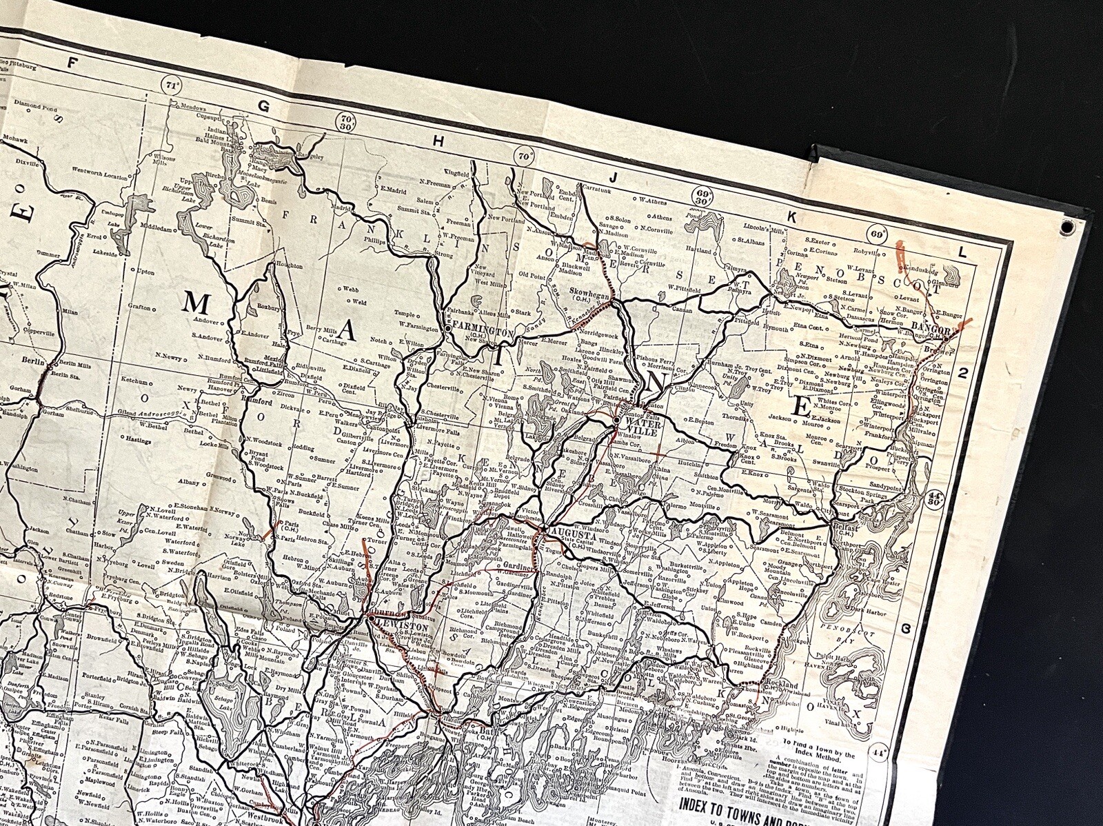 1910 NEW ENGLAND COMMERCIAL & ROUTE SURVEY MAP Towns Populations Rail Fishing