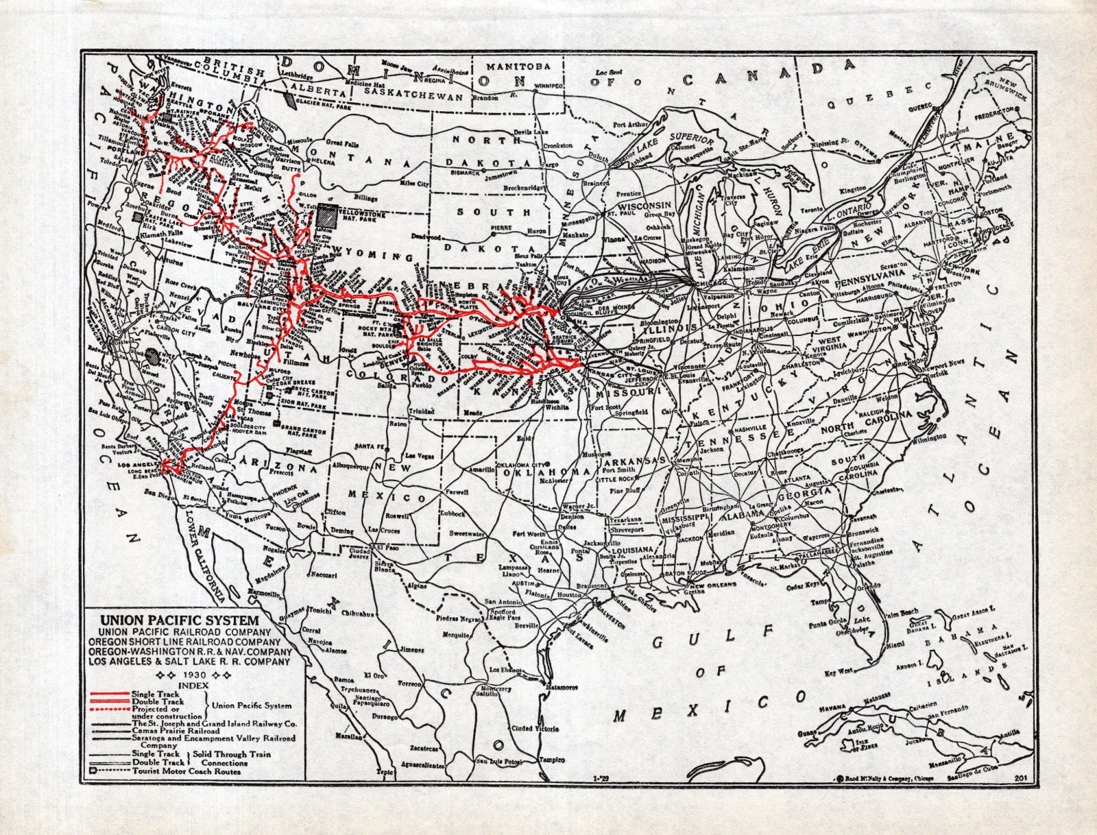 1929 Antique UNION PACIFIC RAILROAD Map Vintage Union Pacific Railway Map 2907