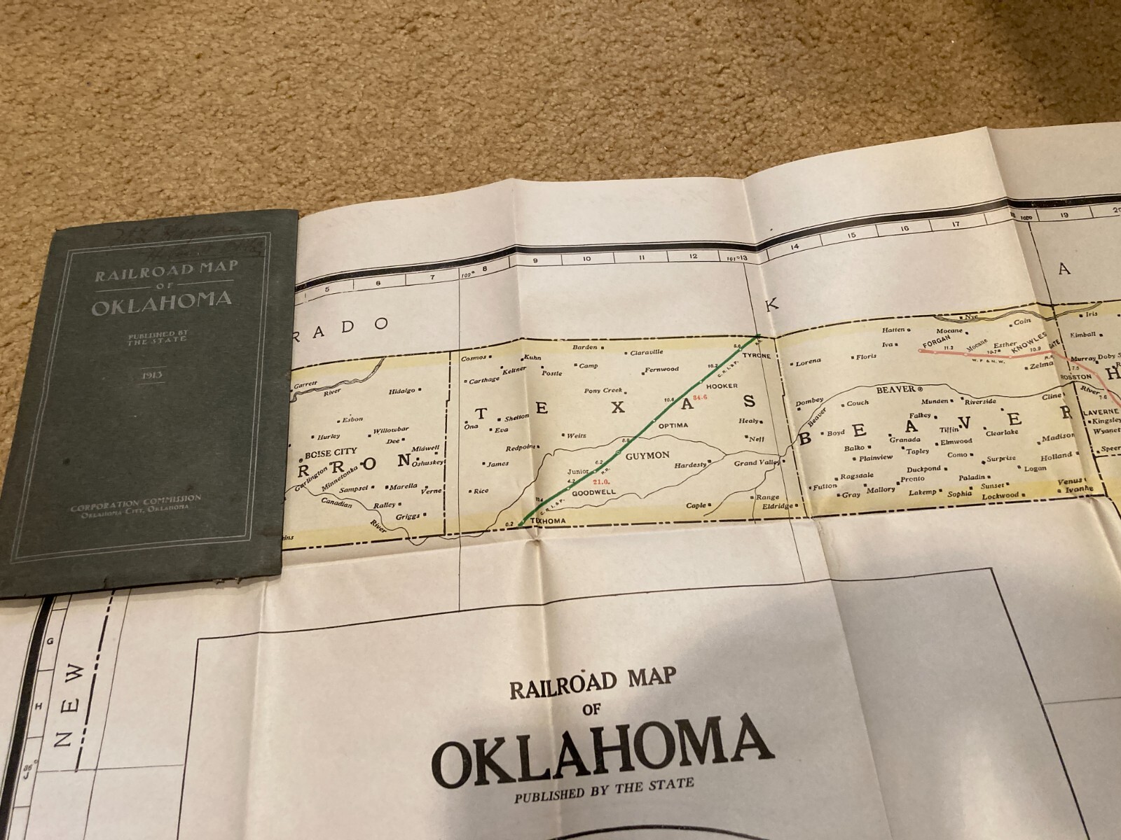 Railroad Map of Oklahoma by Corporation Commission of Oklahoma 1913