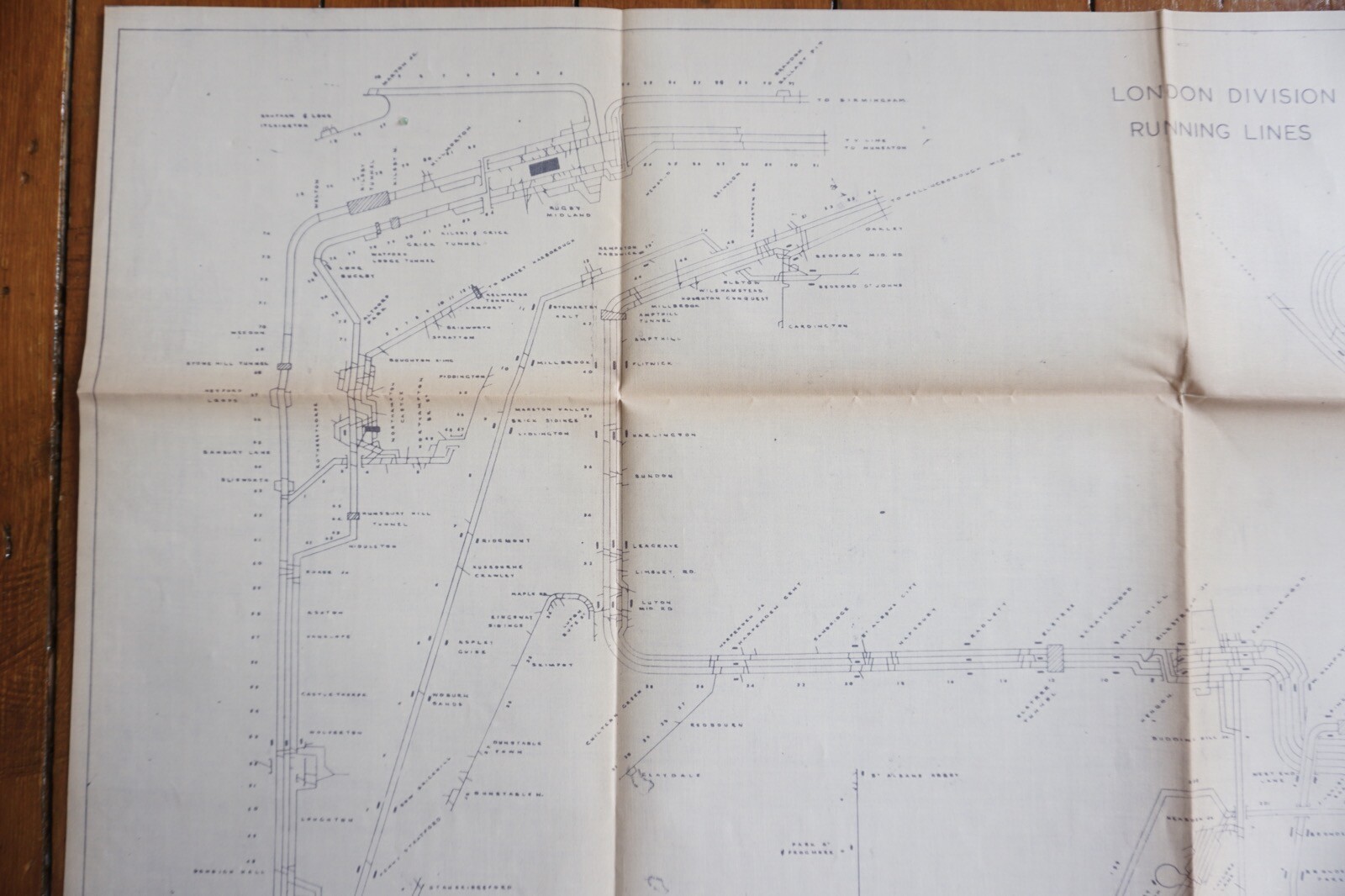c1960s Watford Running Lines Division Linen Track Route Plan Railway Map