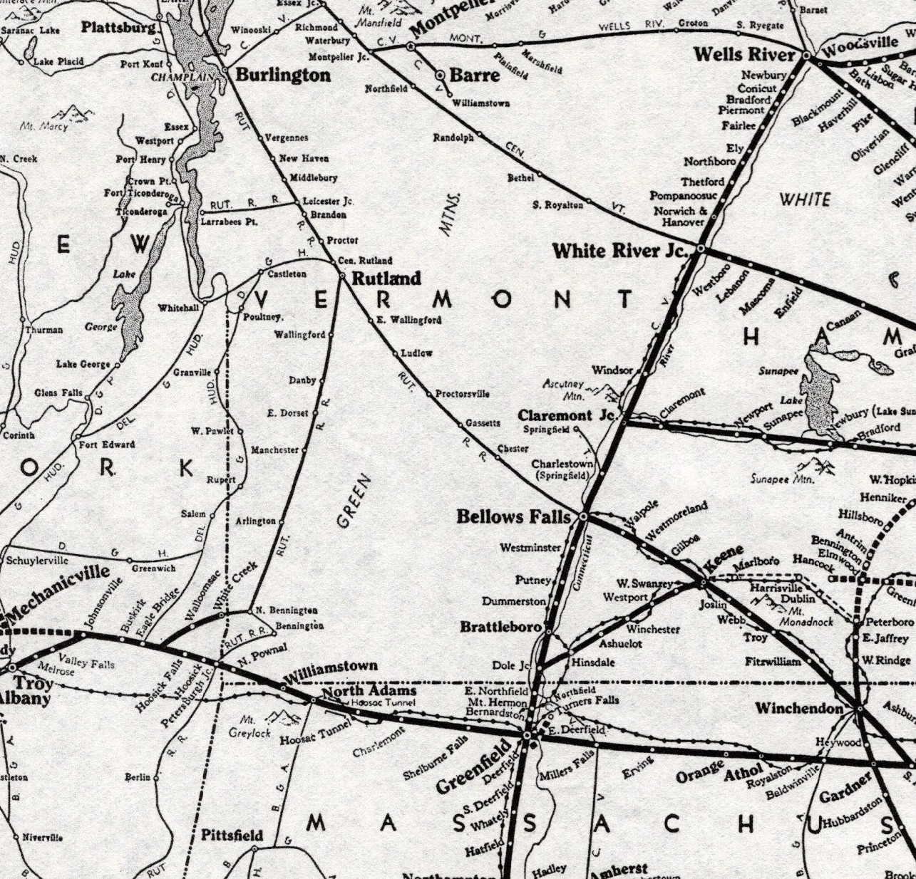 1940 Antique BOSTON and MAINE Railroad Map Vintage Railway Map 3132