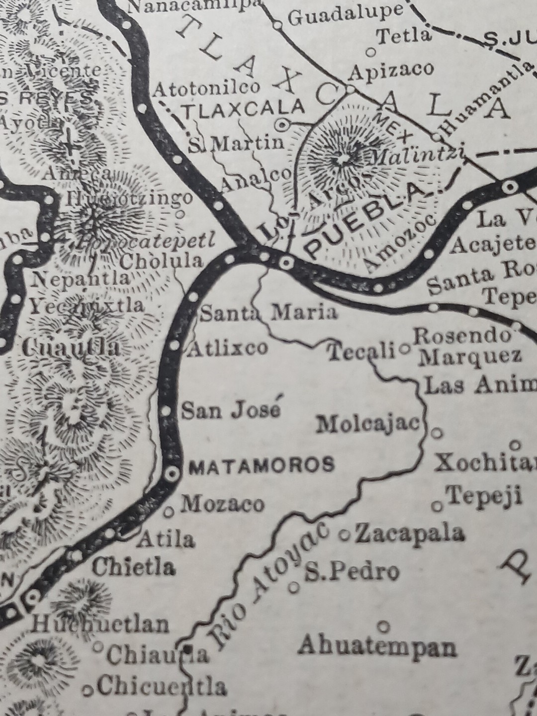 ~1896 Antique Railroad Map INTEROCEANIC RAILWAY OF MEXICO Irolo Jalapa Atila