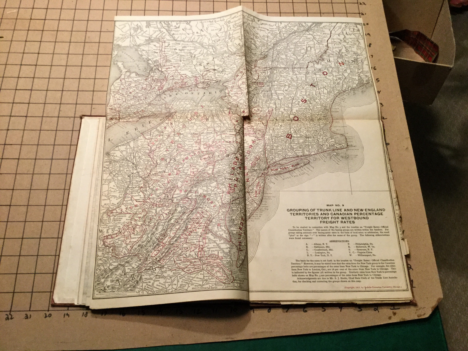 Vintage Map — RAILWAY — 1913 — #9 TRUCK LINE & NEW ENGLAND & canadian WEST BO