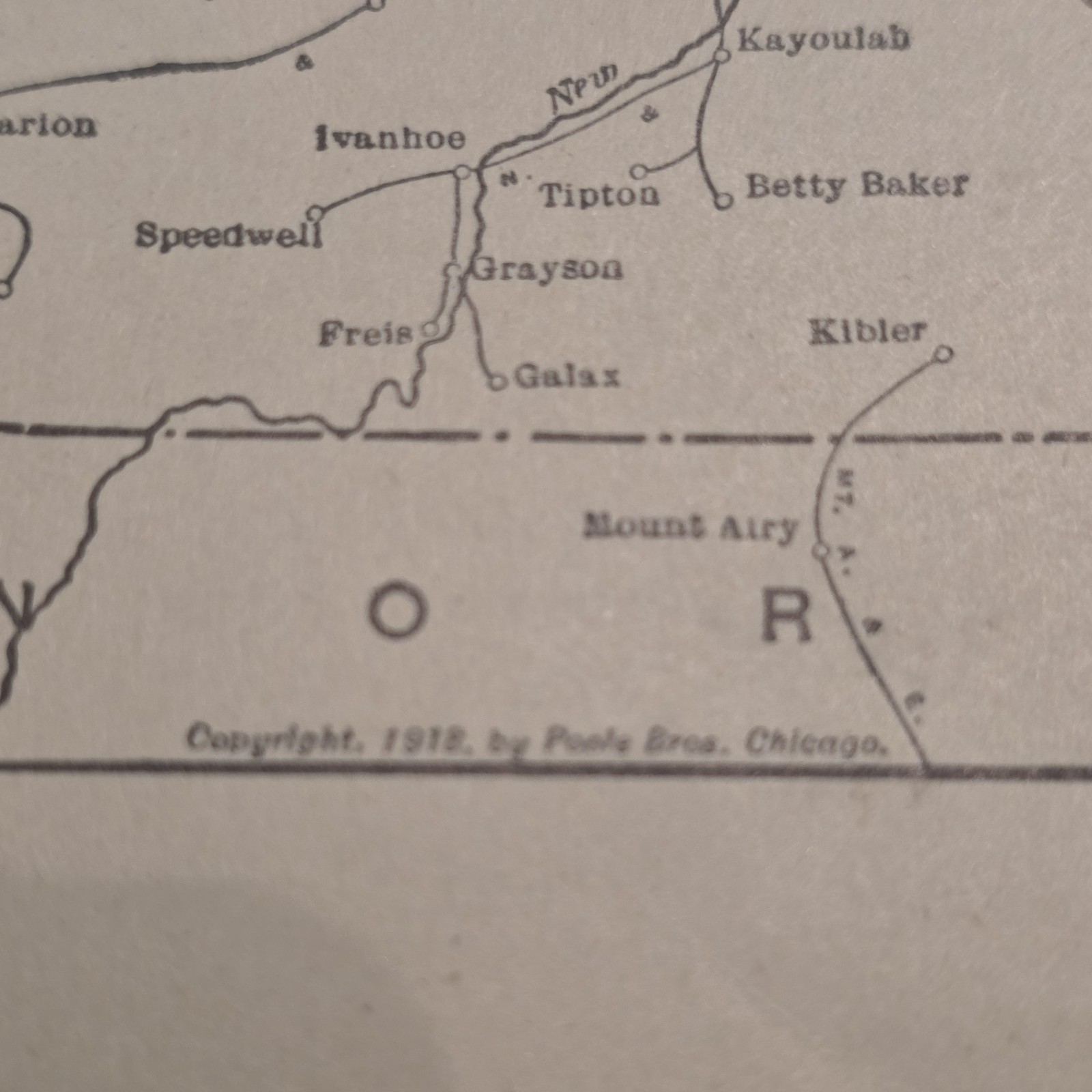 1918 By Poole Bros Two Sided Map Wabash System And Virginia Railroad 11″ x 7.5″