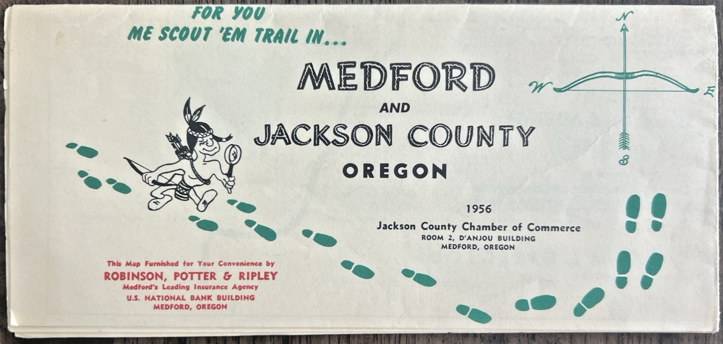 MEDFORD & JACKSON Co. OREGON 1956 Recreation & Street Maps POPULATION #’s 9E