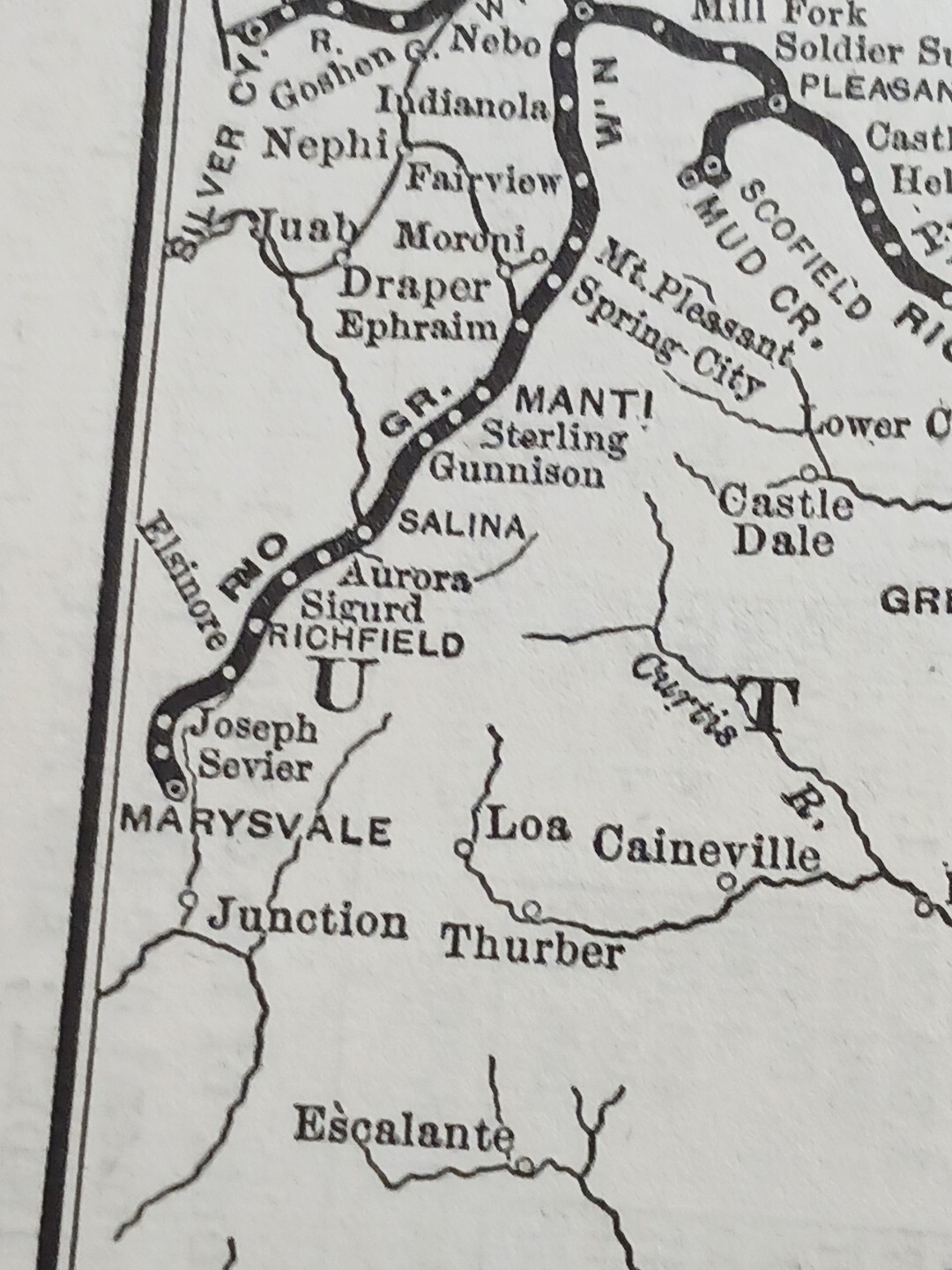 1902 Train Route Map DENVER & RIO GRANDE RAILROAD SYSTEM stations Towns Cities