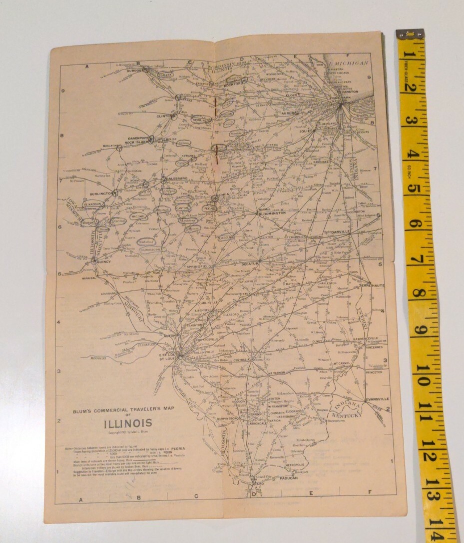 Blum’s Commercial Travelers Map Of Illinois, 1922-1923 Edition