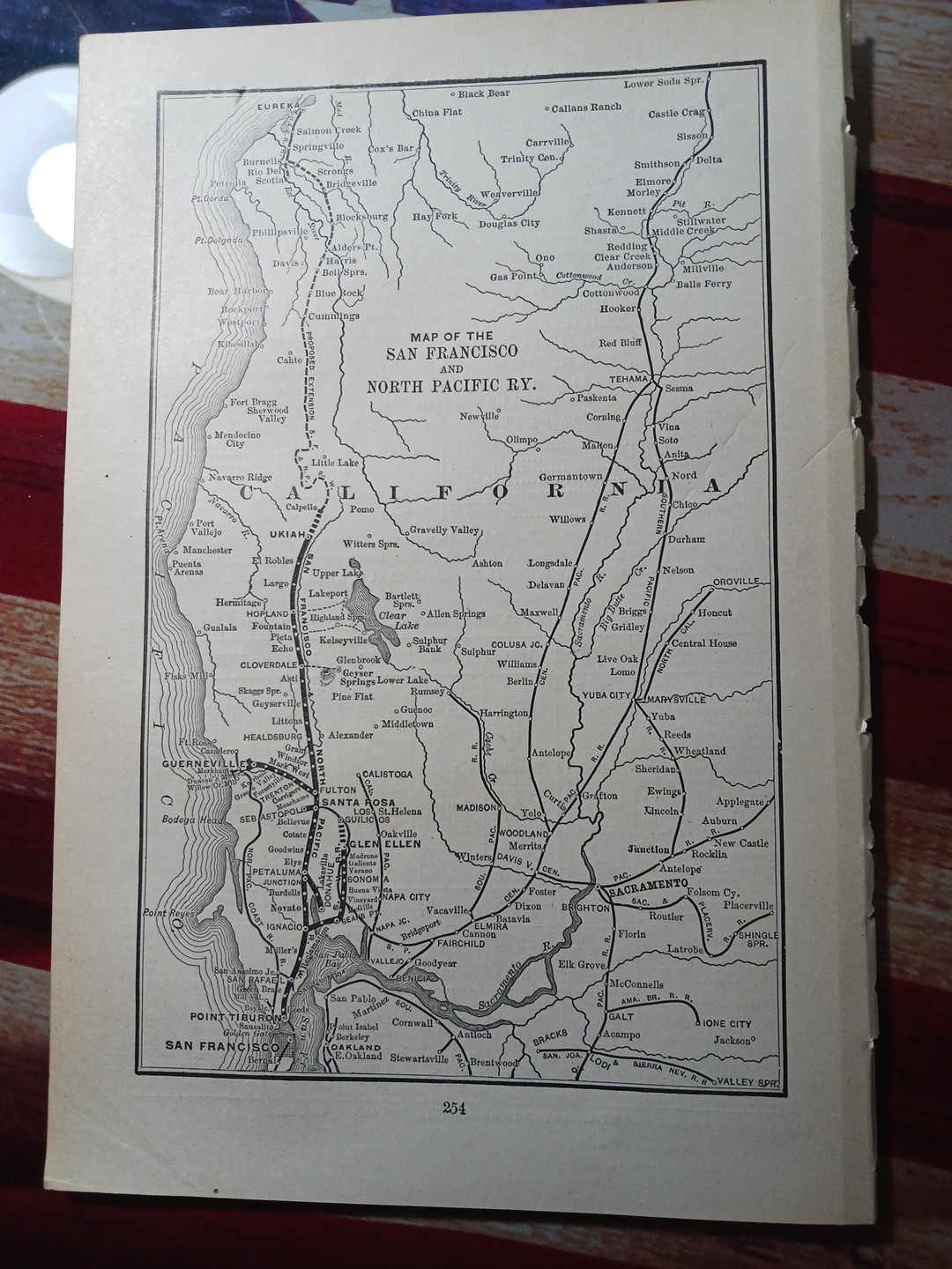 1897 Train Route Map San Francisco & North Pacific Railway California Railroad