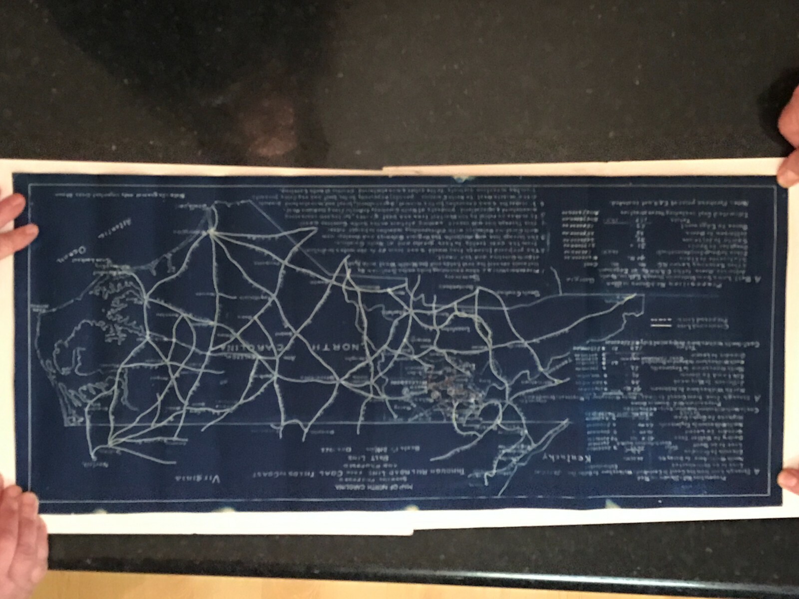Antique Map of Proposed 1922 NC RR line from coal field to coast